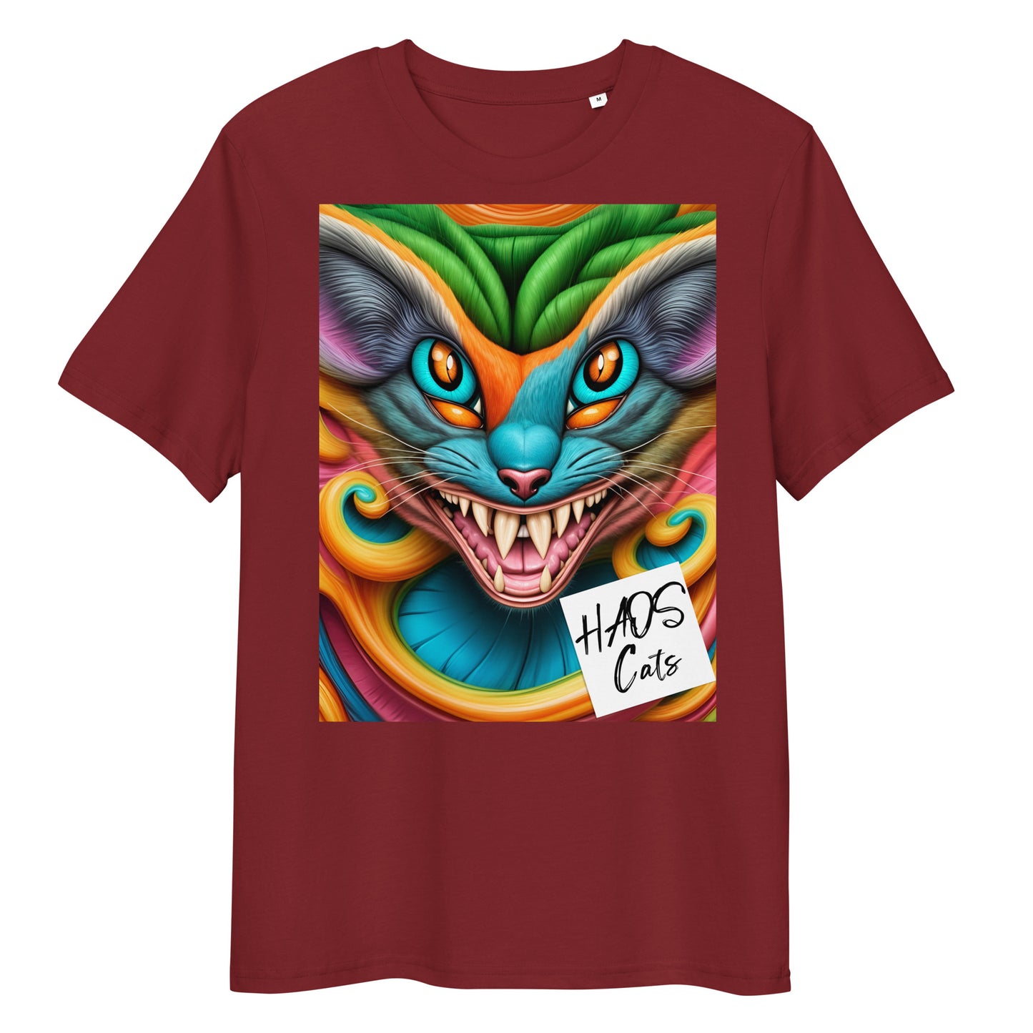 Unisex organic cotton t-shirt. Collection - HAOS Cats, Design - ANDRBEL STUDIO