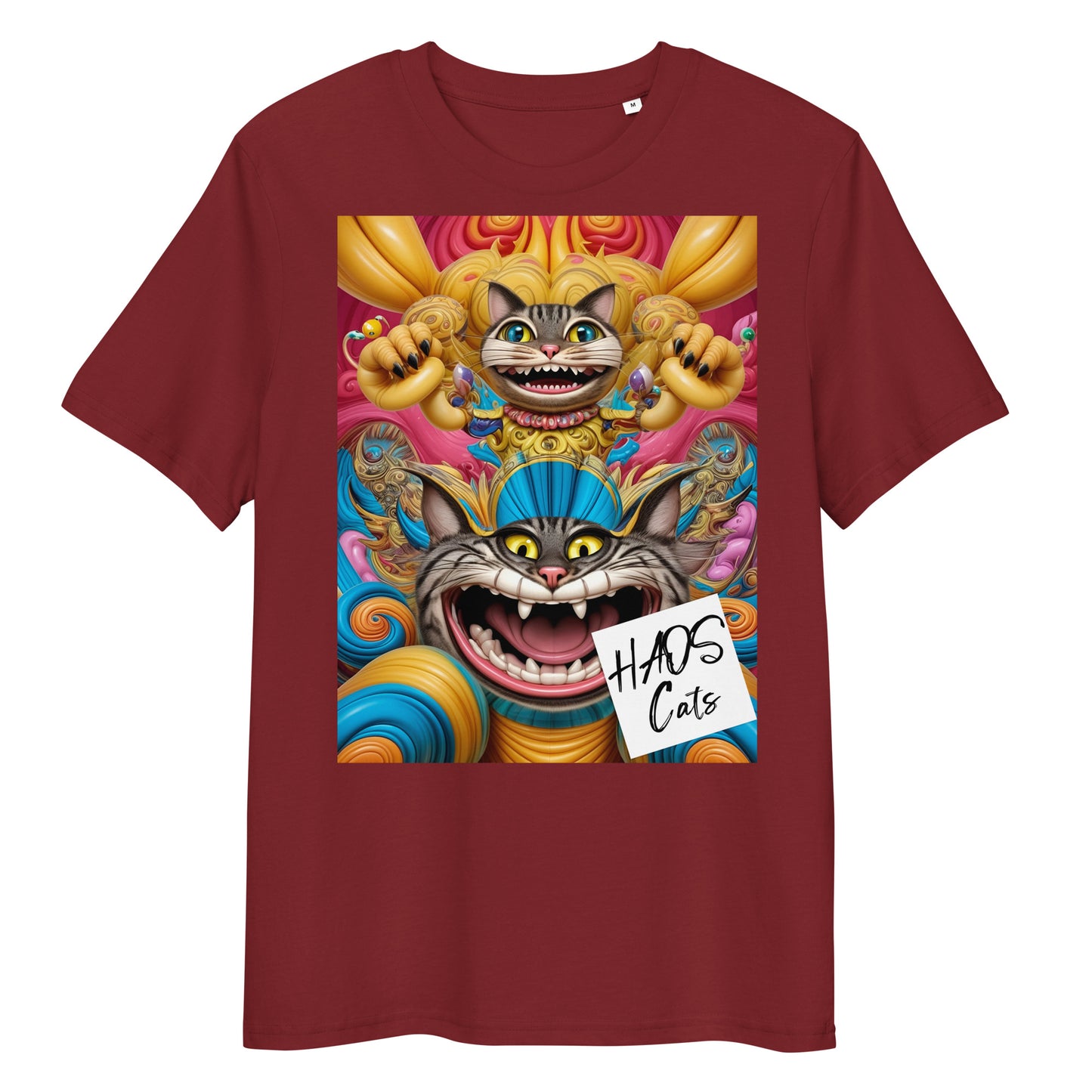 Unisex organic cotton t-shirt. Collection - HAOS Cats, Design - ANDRBEL STUDIO