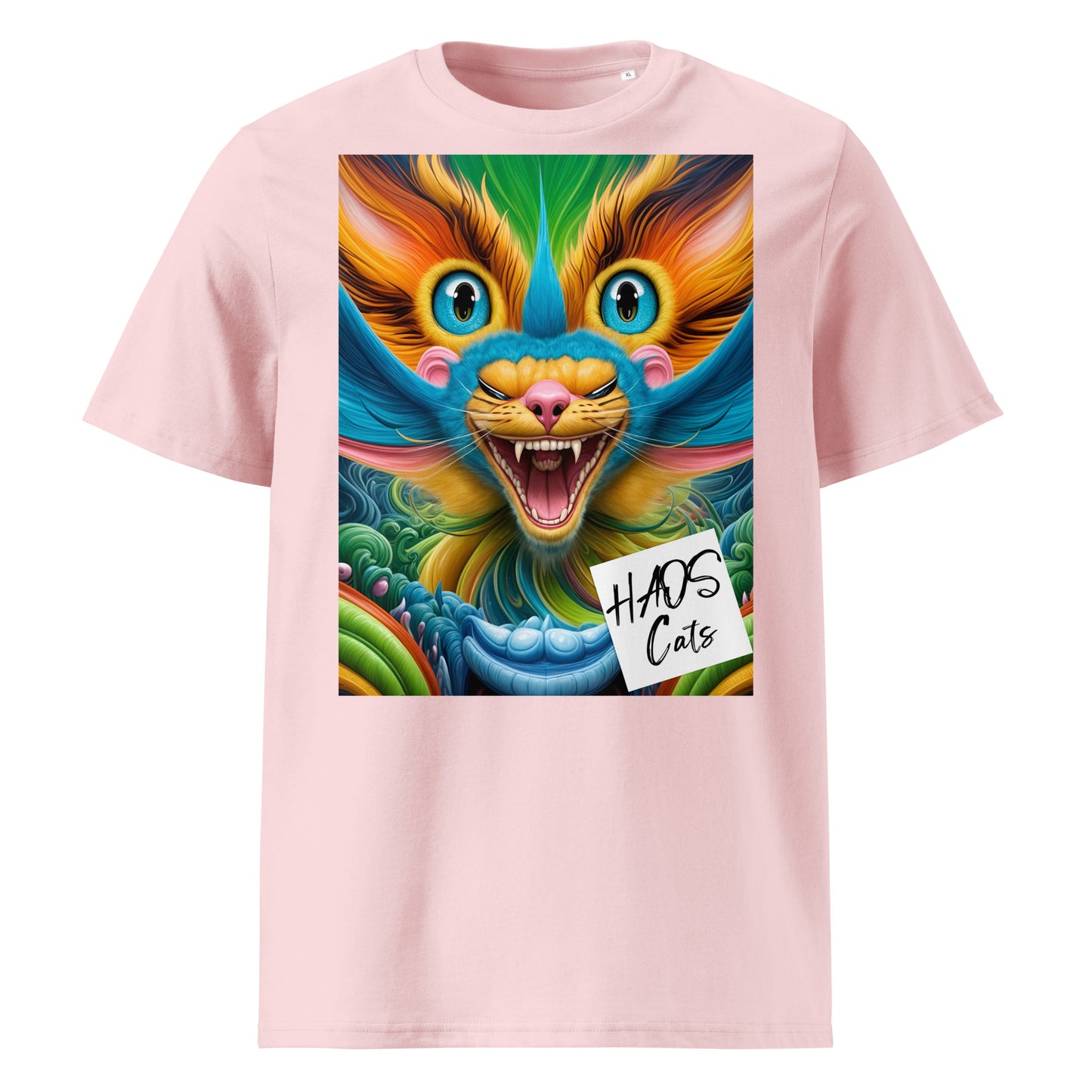 Unisex organic cotton t-shirt. Collection - HAOS Cats, Design - ANDRBEL STUDIO