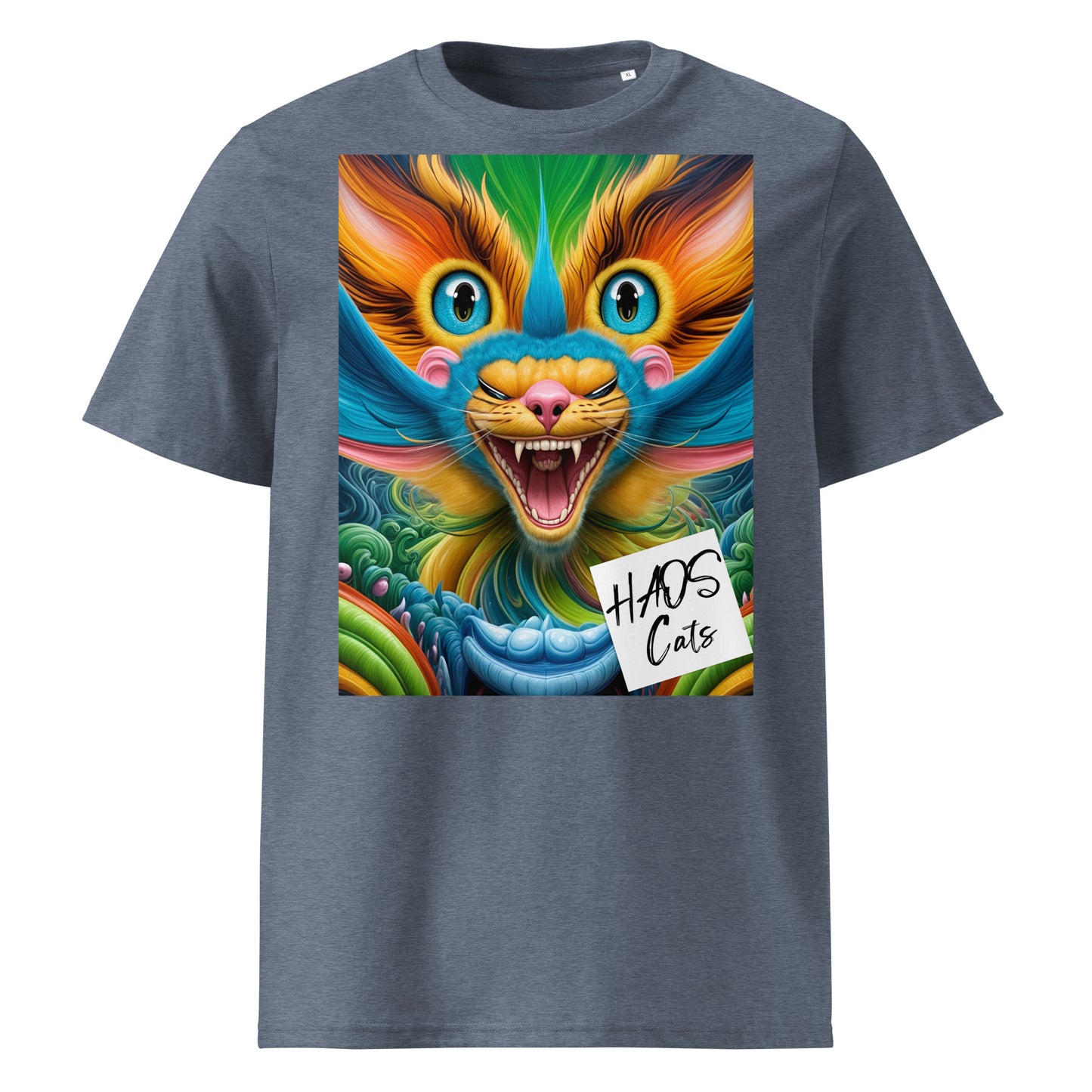 Unisex organic cotton t-shirt. Collection - HAOS Cats, Design - ANDRBEL STUDIO