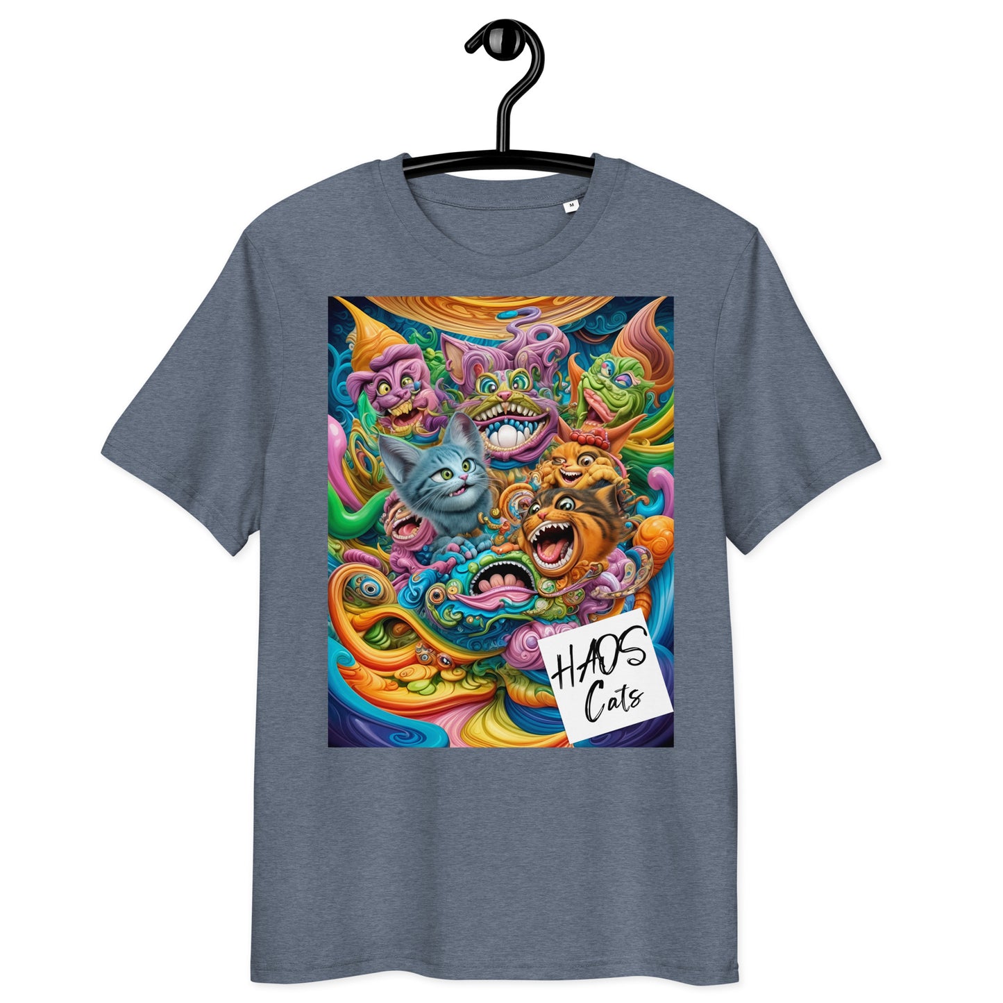 Unisex organic cotton t-shirt. Collection - HAOS Cats, Design - ANDRBEL STUDIO