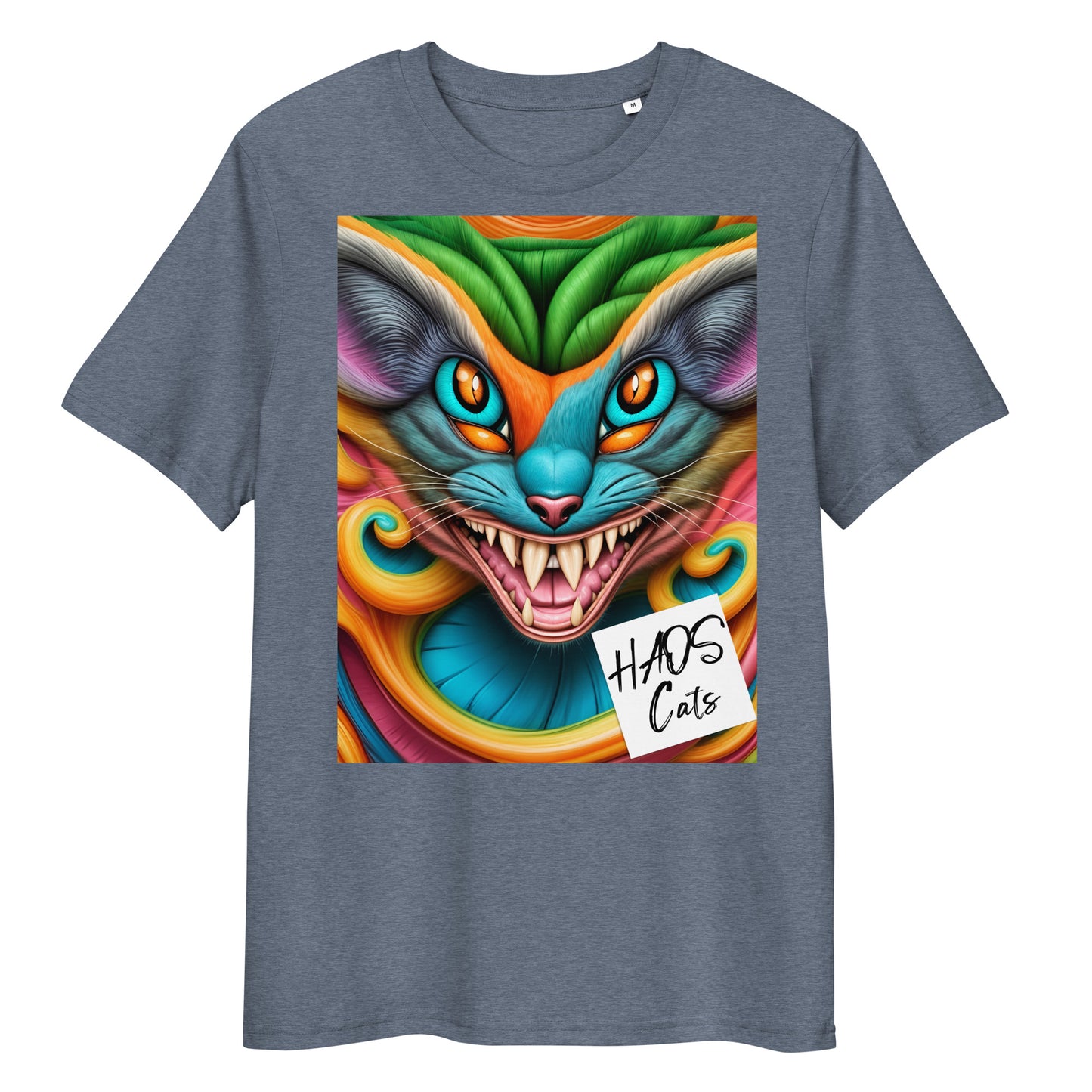 Unisex organic cotton t-shirt. Collection - HAOS Cats, Design - ANDRBEL STUDIO