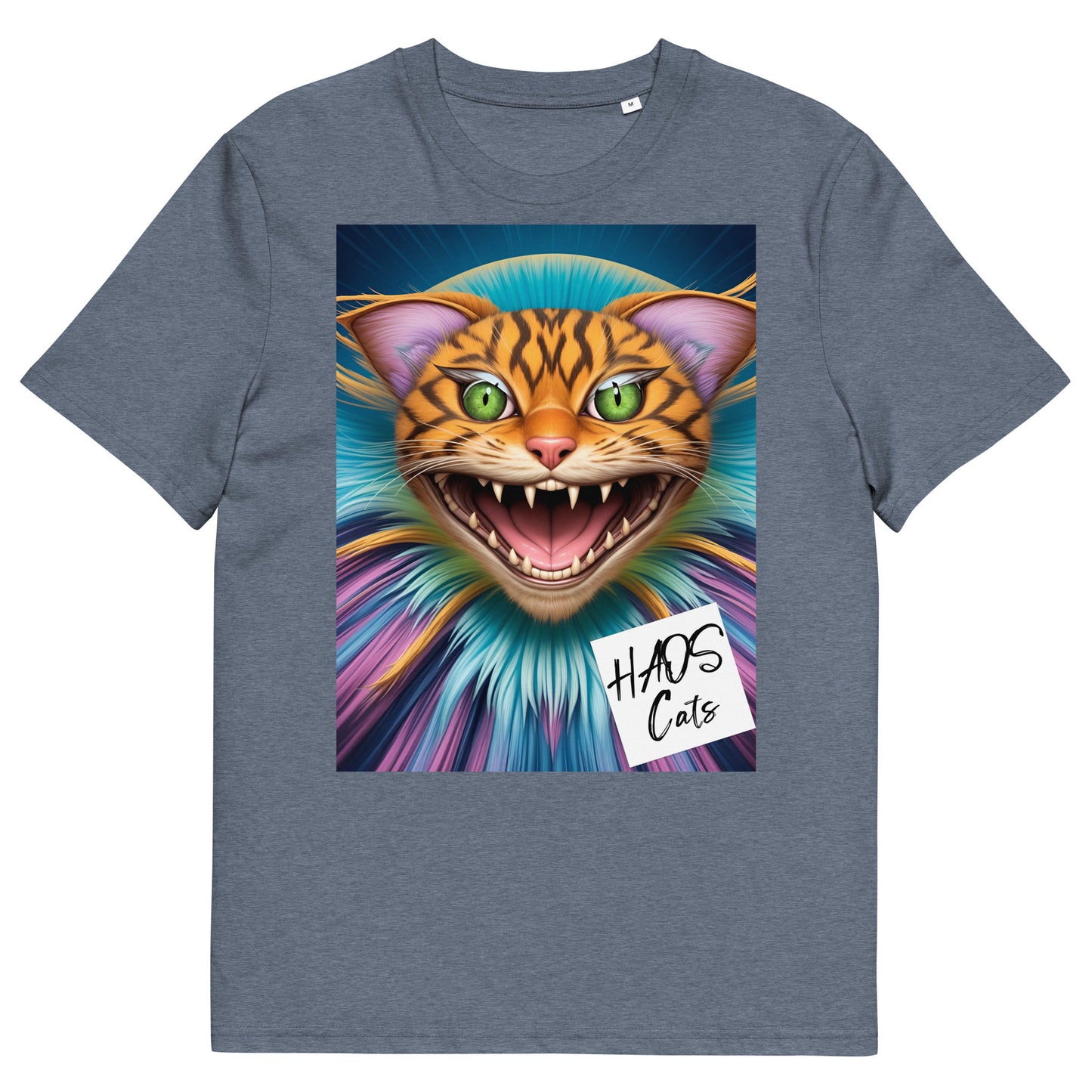 Unisex organic cotton t-shirt. Collection - HAOS Cats, Design - ANDRBEL STUDIO