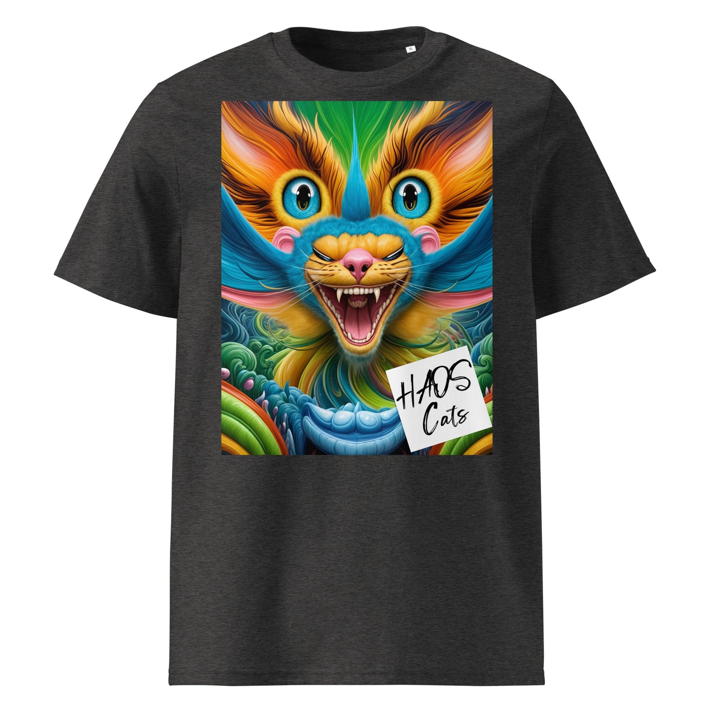 Unisex organic cotton t-shirt. Collection - HAOS Cats, Design - ANDRBEL STUDIO