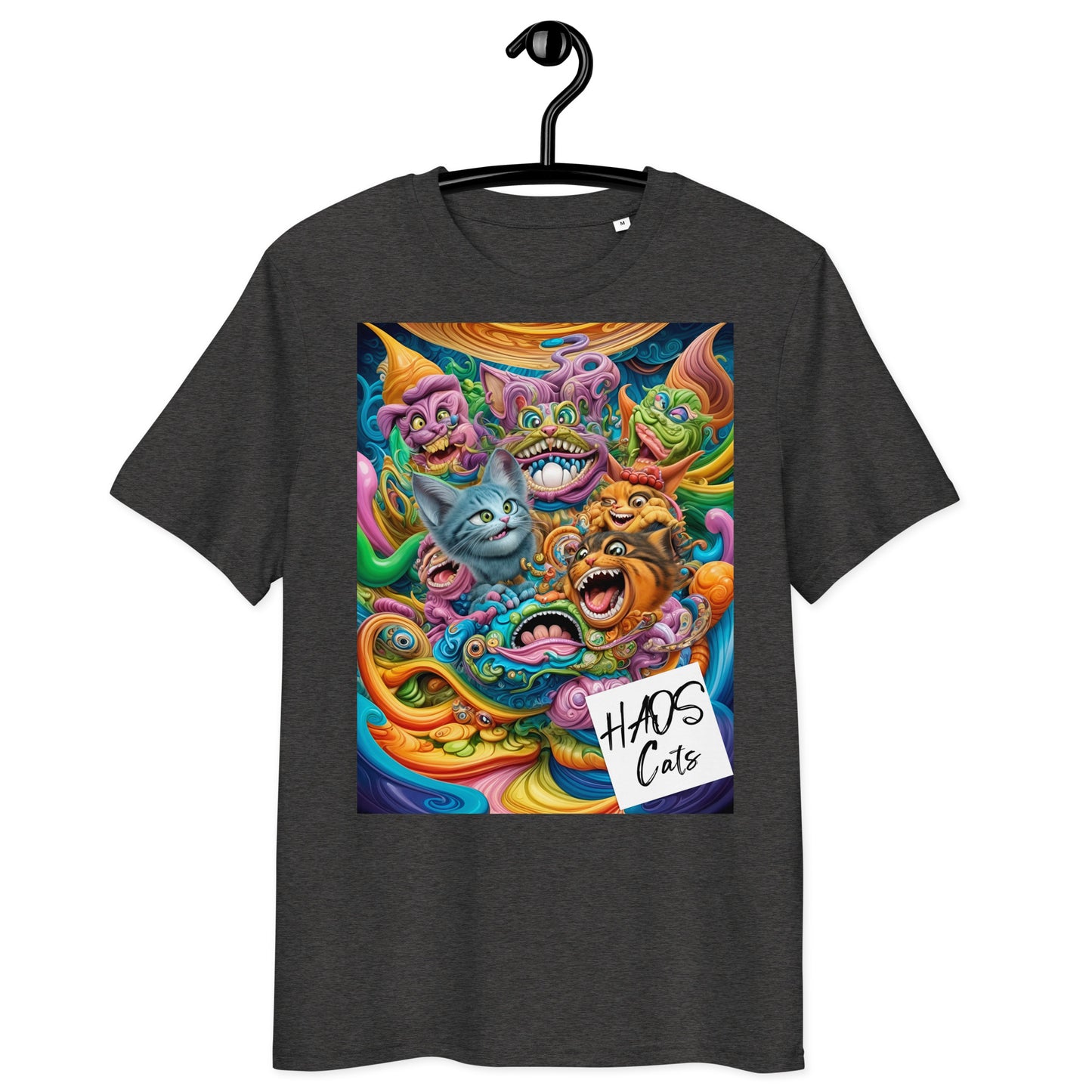 Unisex organic cotton t-shirt. Collection - HAOS Cats, Design - ANDRBEL STUDIO