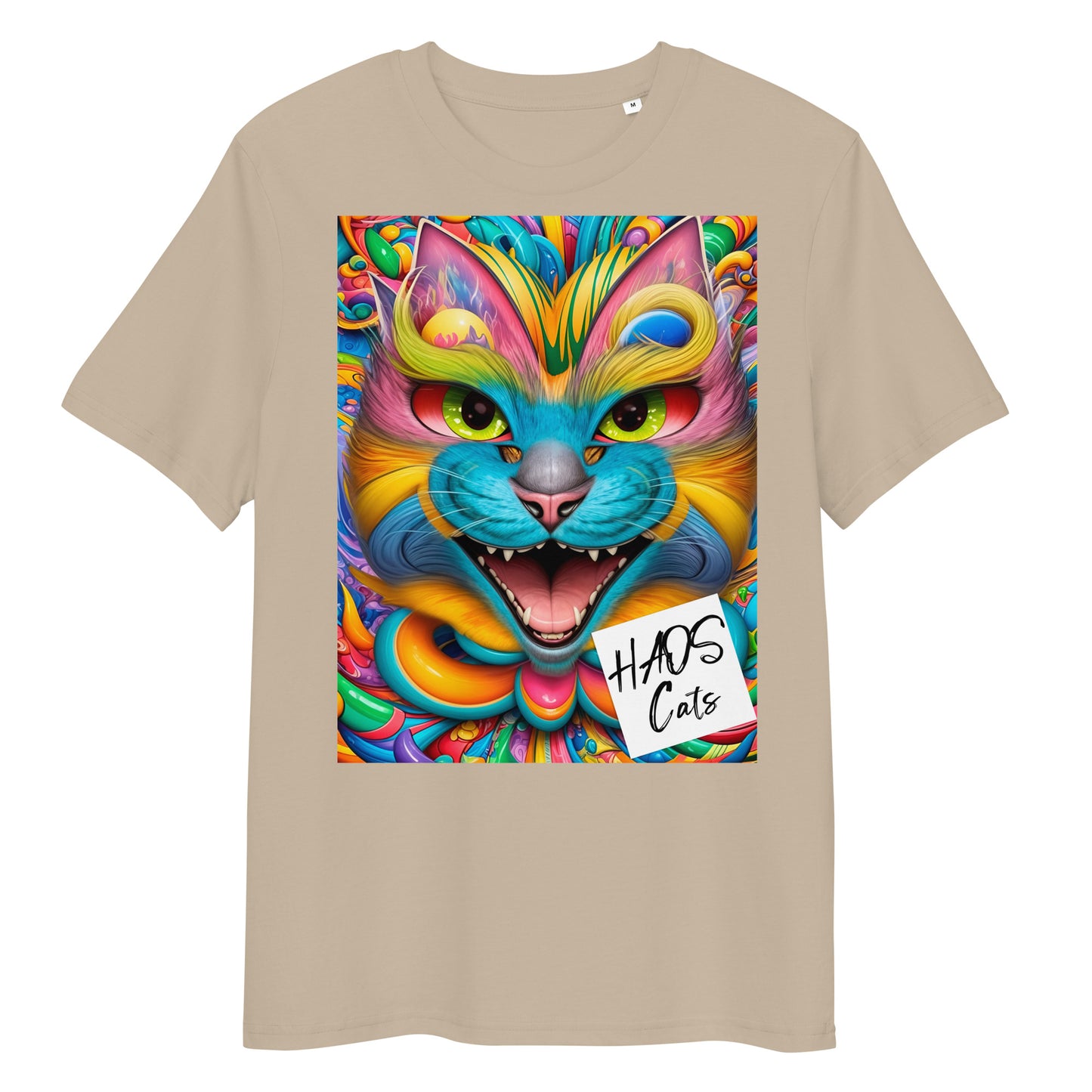 Unisex organic cotton t-shirt. Collection - HAOS Cats, Design - ANDRBEL STUDIO