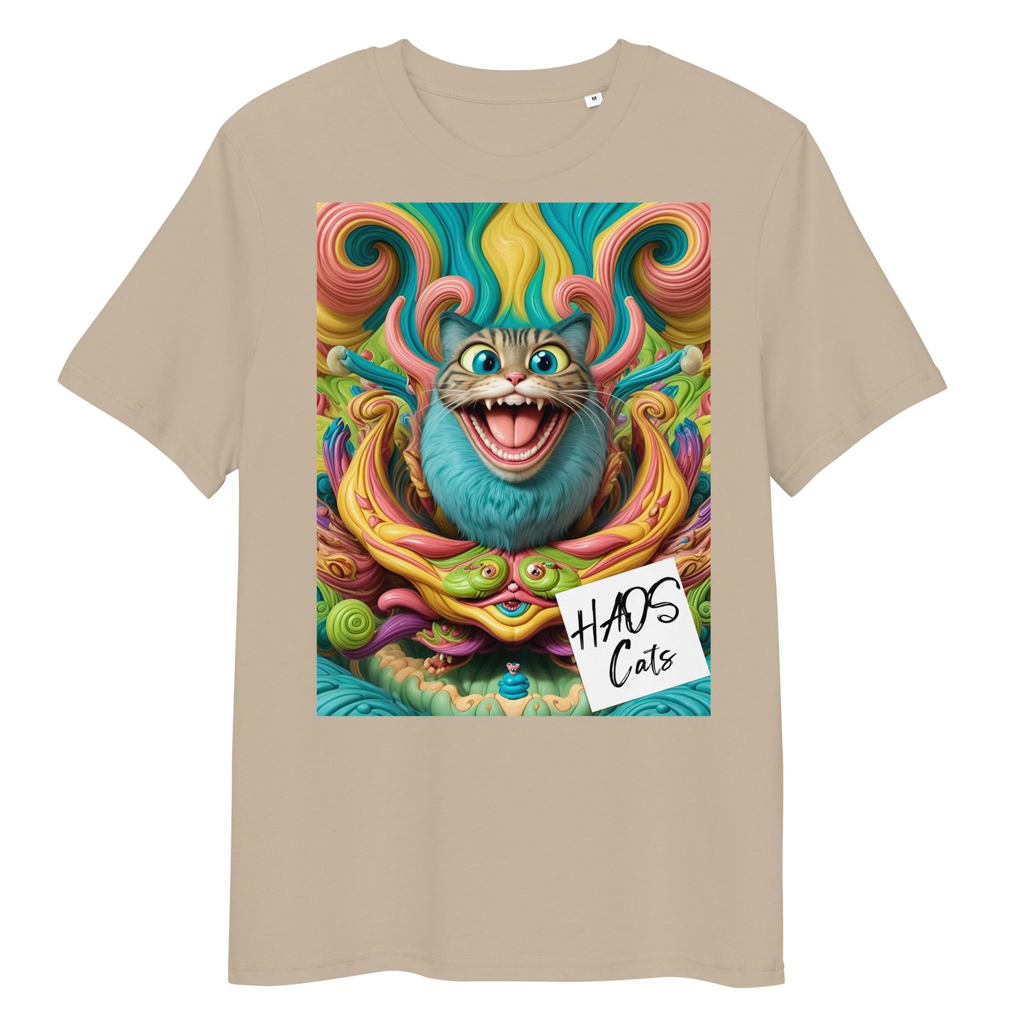 Unisex organic cotton t-shirt. Collection - HAOS Cats, Design - ANDRBEL STUDIO