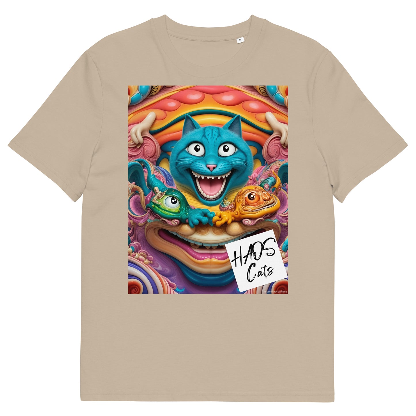 Unisex organic cotton t-shirt. Collection - HAOS Cats, Design - ANDRBEL STUDIO
