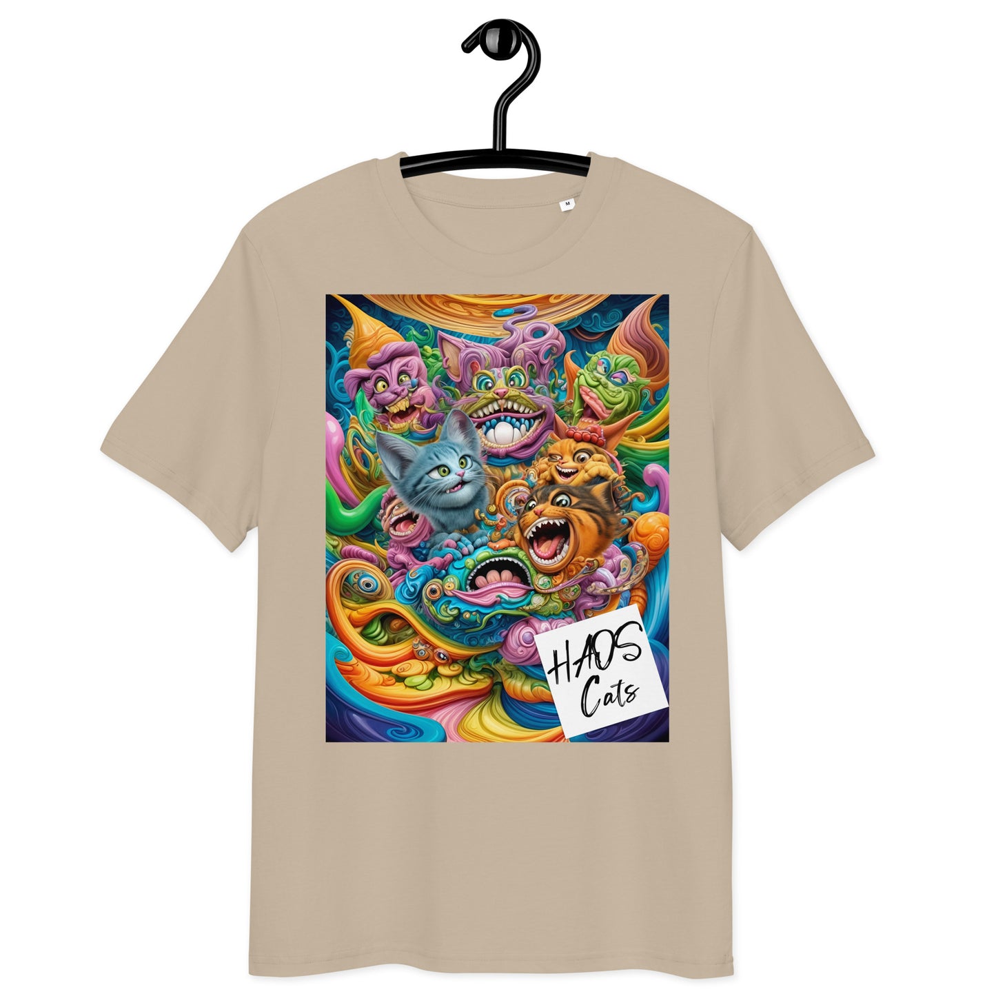 Unisex organic cotton t-shirt. Collection - HAOS Cats, Design - ANDRBEL STUDIO