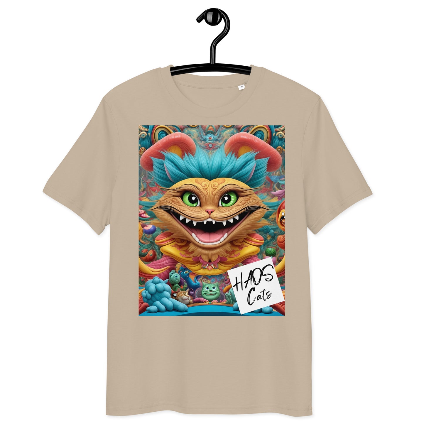 Unisex organic cotton t-shirt. Collection - HAOS Cats, Design - ANDRBEL STUDIO