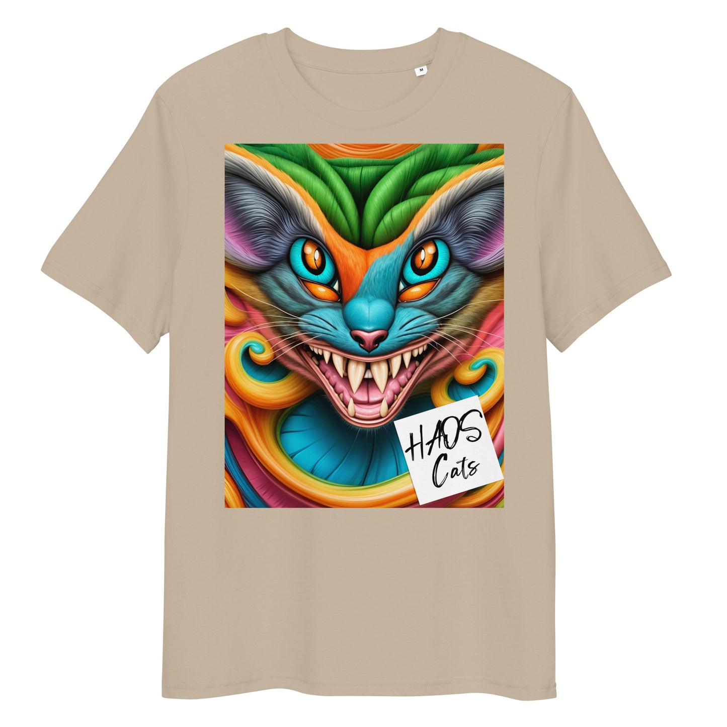Unisex organic cotton t-shirt. Collection - HAOS Cats, Design - ANDRBEL STUDIO
