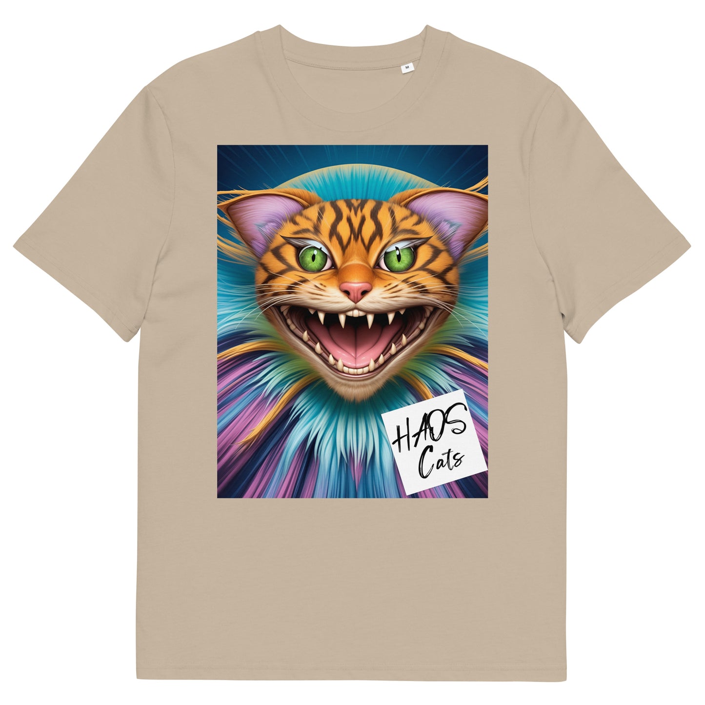 Unisex organic cotton t-shirt. Collection - HAOS Cats, Design - ANDRBEL STUDIO