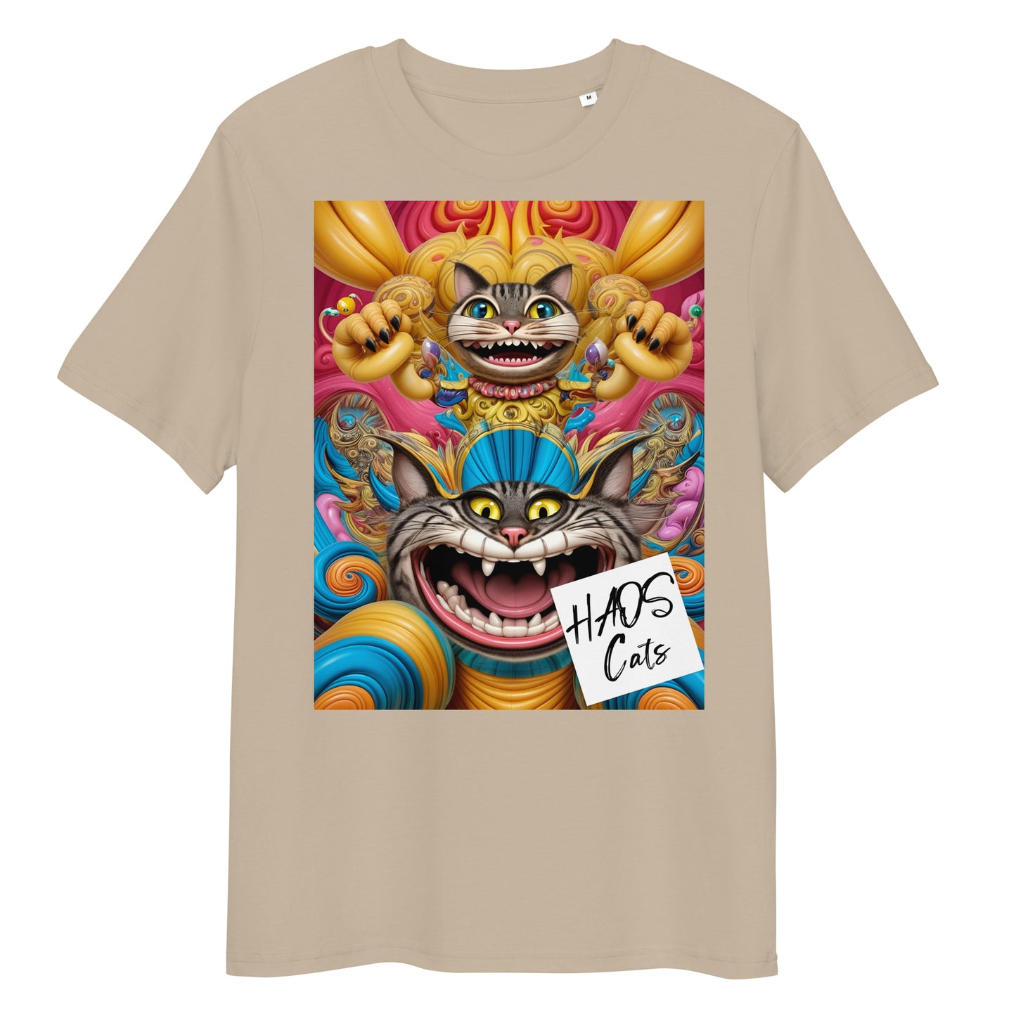 Unisex organic cotton t-shirt. Collection - HAOS Cats, Design - ANDRBEL STUDIO