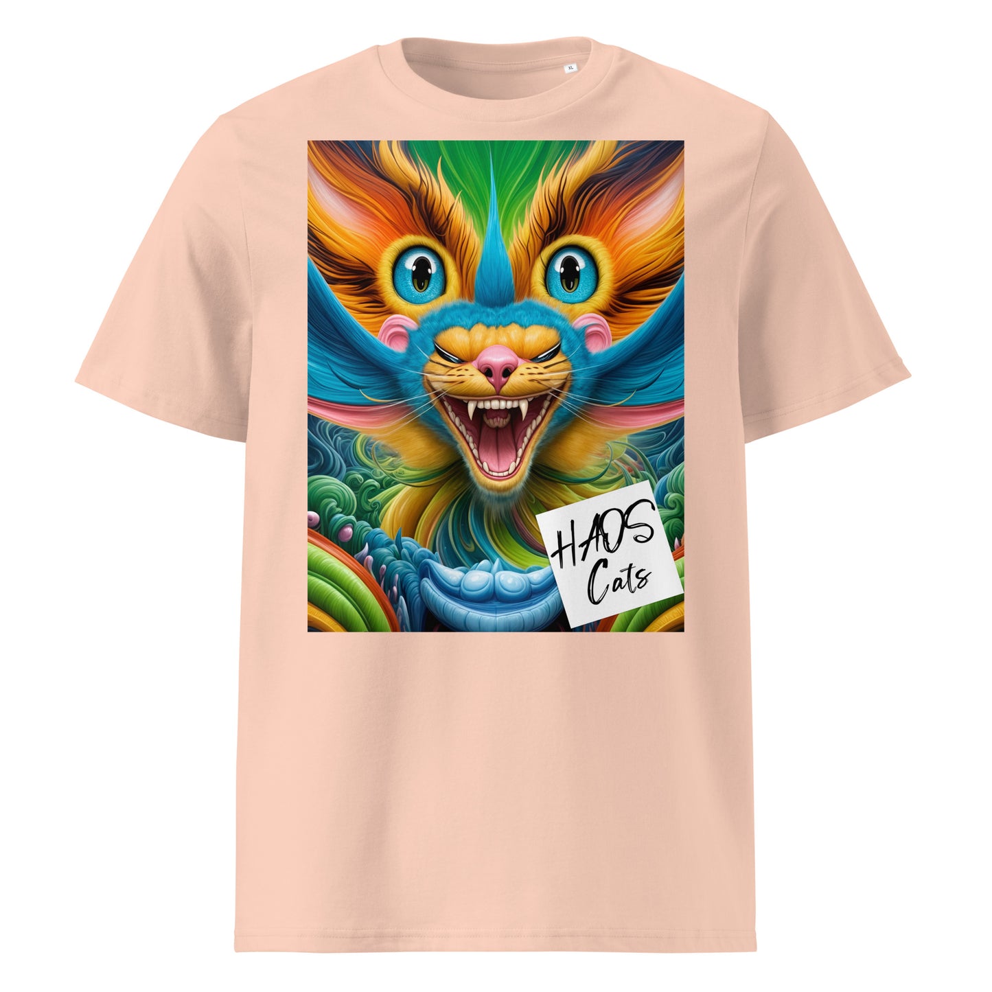 Unisex organic cotton t-shirt. Collection - HAOS Cats, Design - ANDRBEL STUDIO