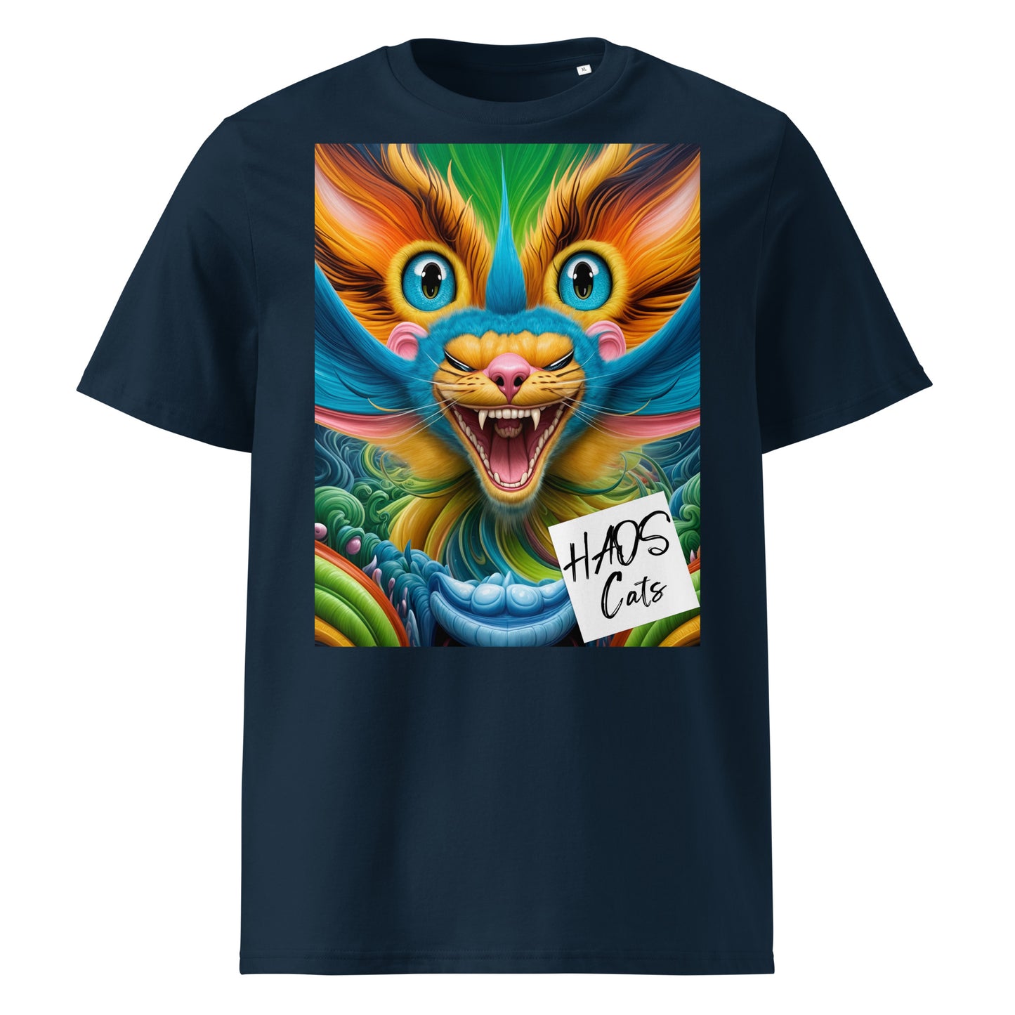 Unisex organic cotton t-shirt. Collection - HAOS Cats, Design - ANDRBEL STUDIO