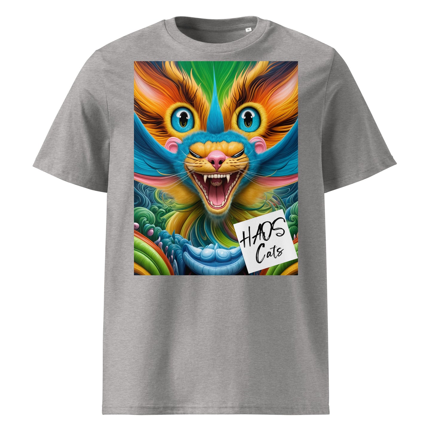 Unisex organic cotton t-shirt. Collection - HAOS Cats, Design - ANDRBEL STUDIO