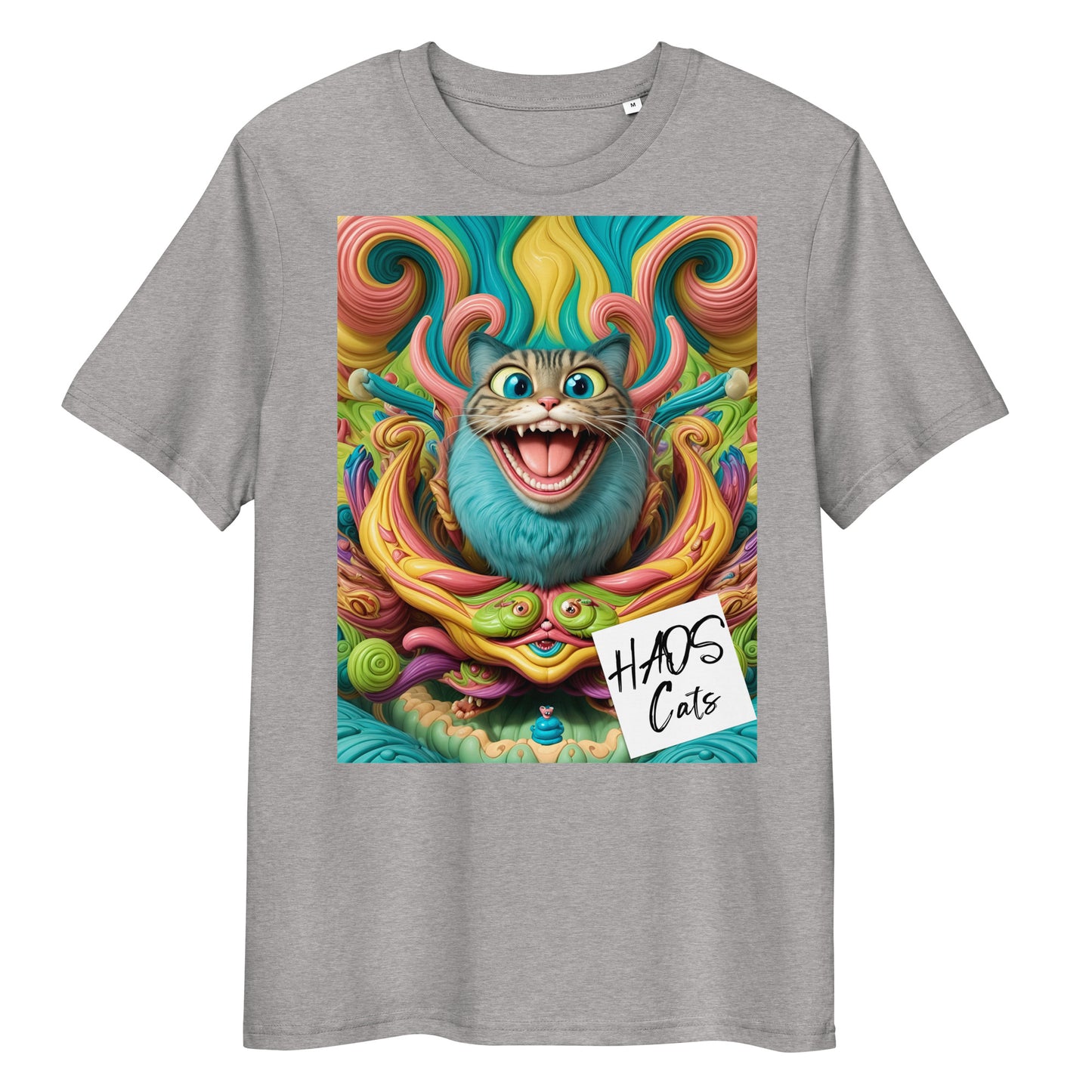 Unisex organic cotton t-shirt. Collection - HAOS Cats, Design - ANDRBEL STUDIO