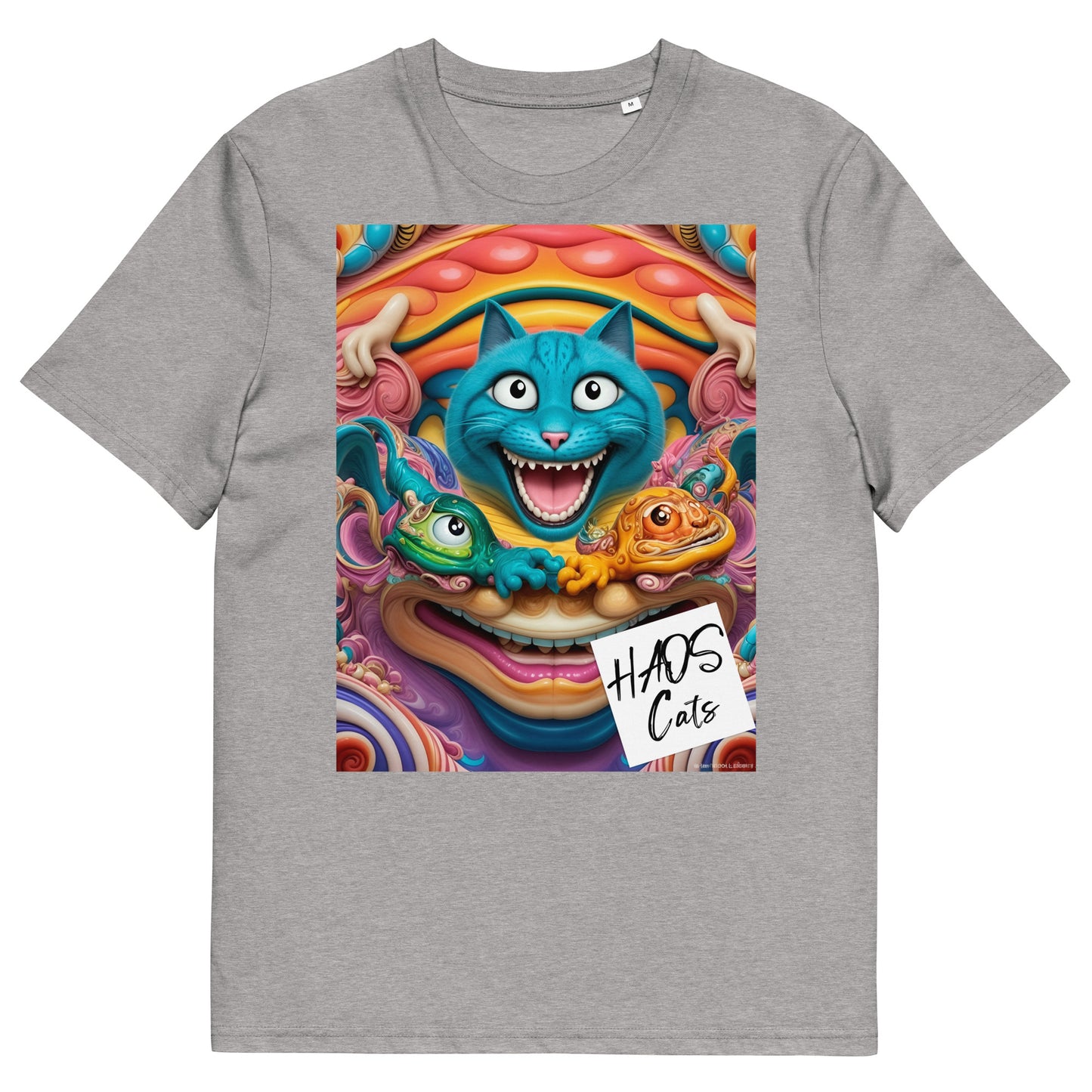 Unisex organic cotton t-shirt. Collection - HAOS Cats, Design - ANDRBEL STUDIO