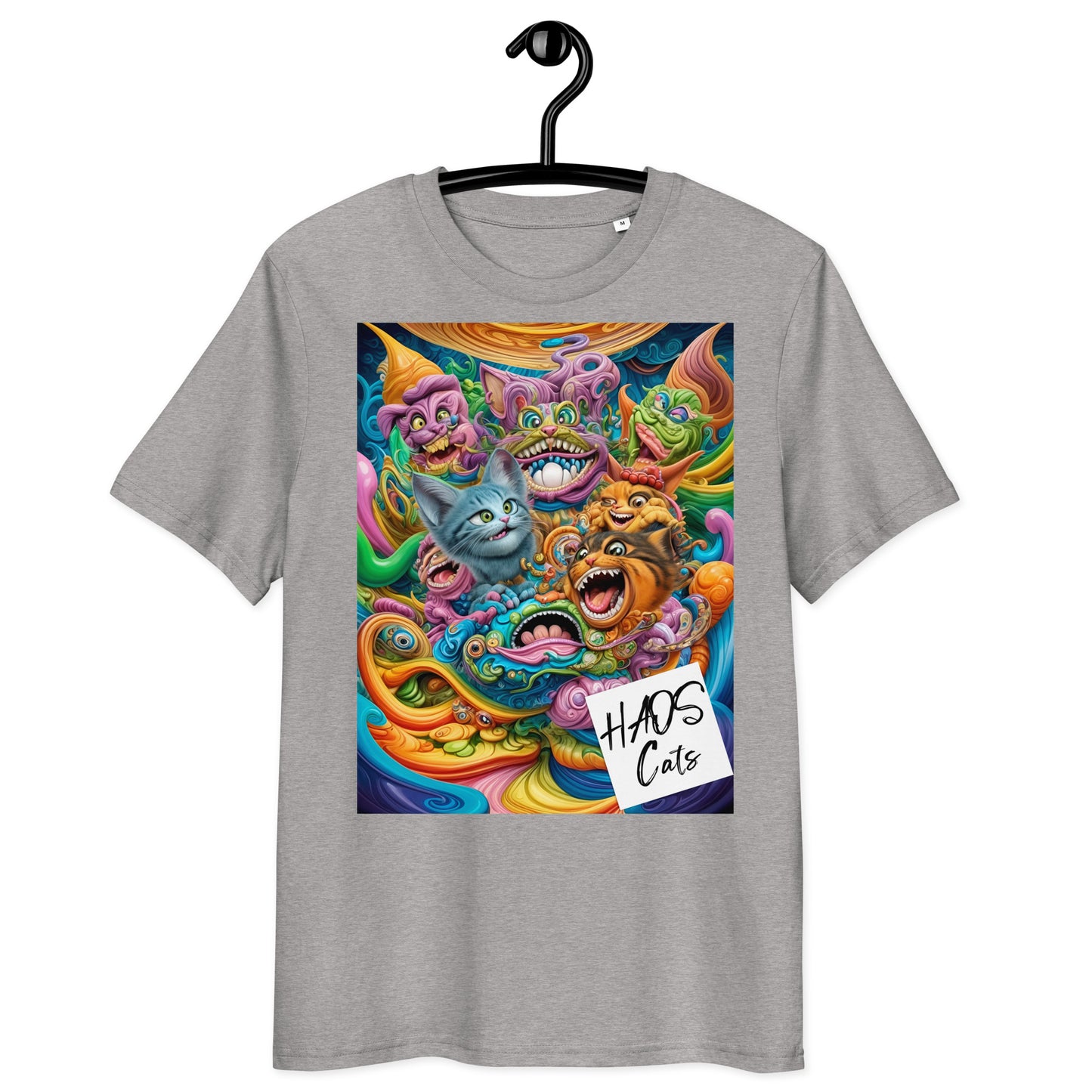 Unisex organic cotton t-shirt. Collection - HAOS Cats, Design - ANDRBEL STUDIO