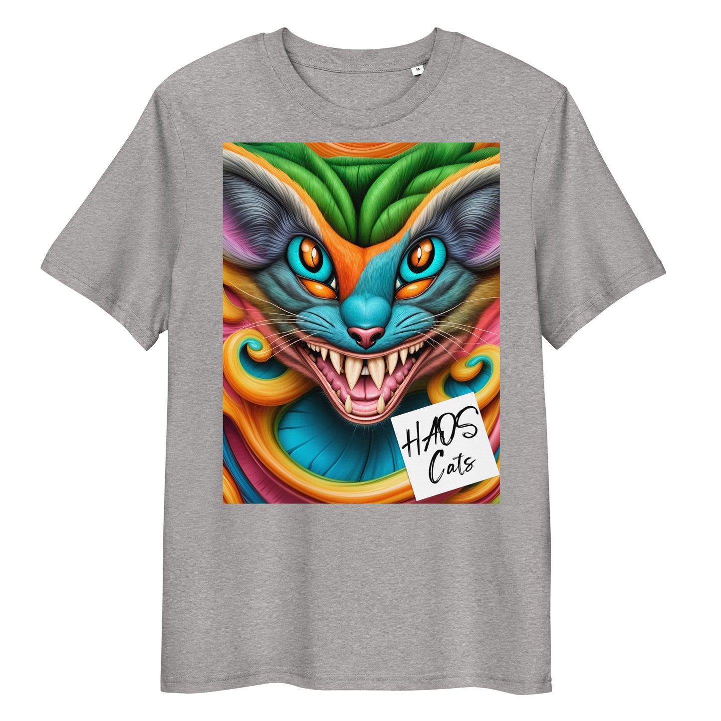 Unisex organic cotton t-shirt. Collection - HAOS Cats, Design - ANDRBEL STUDIO