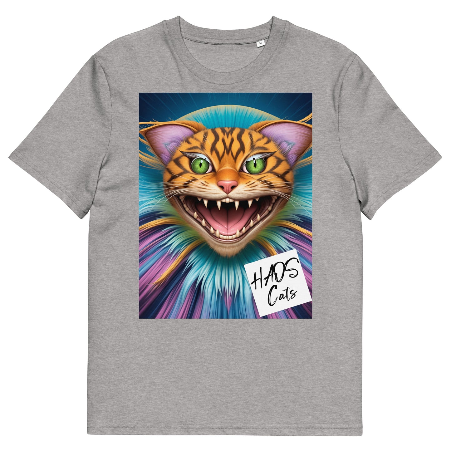 Unisex organic cotton t-shirt. Collection - HAOS Cats, Design - ANDRBEL STUDIO