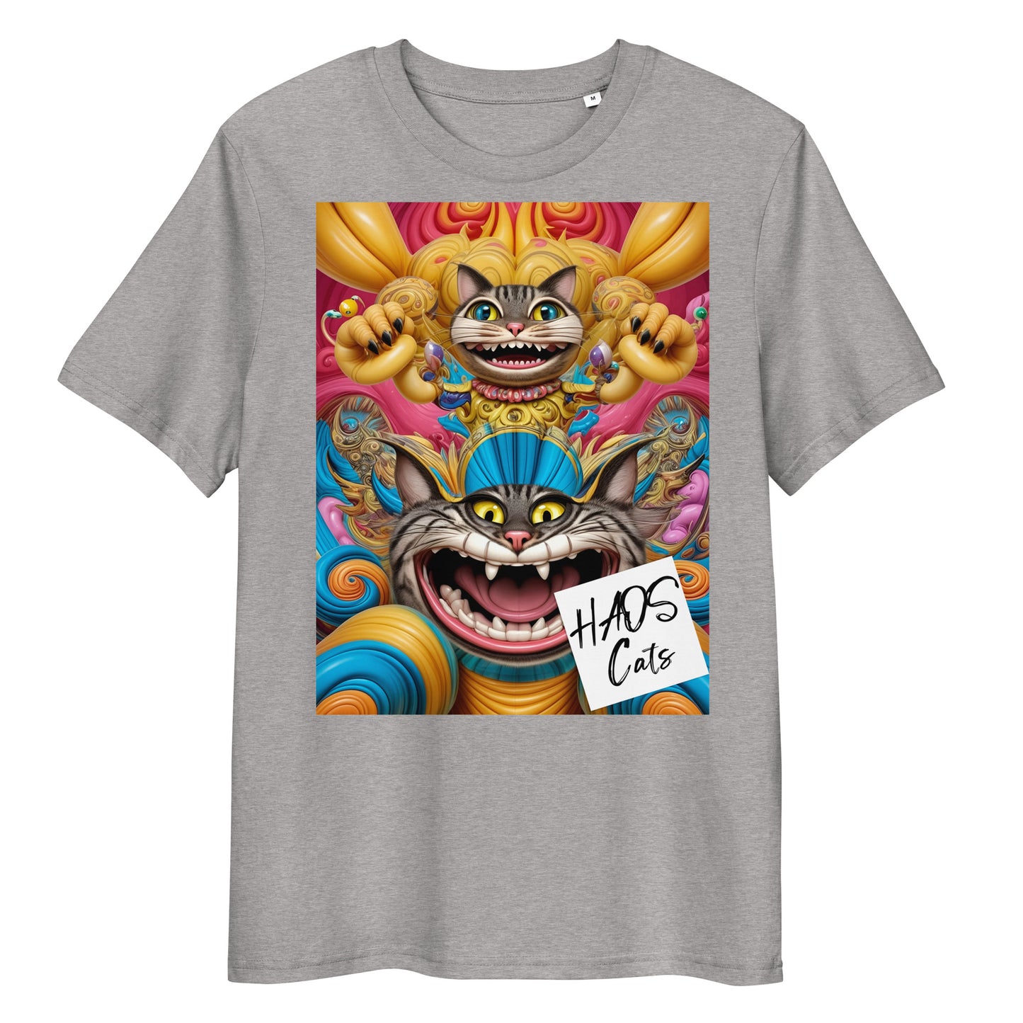 Unisex organic cotton t-shirt. Collection - HAOS Cats, Design - ANDRBEL STUDIO