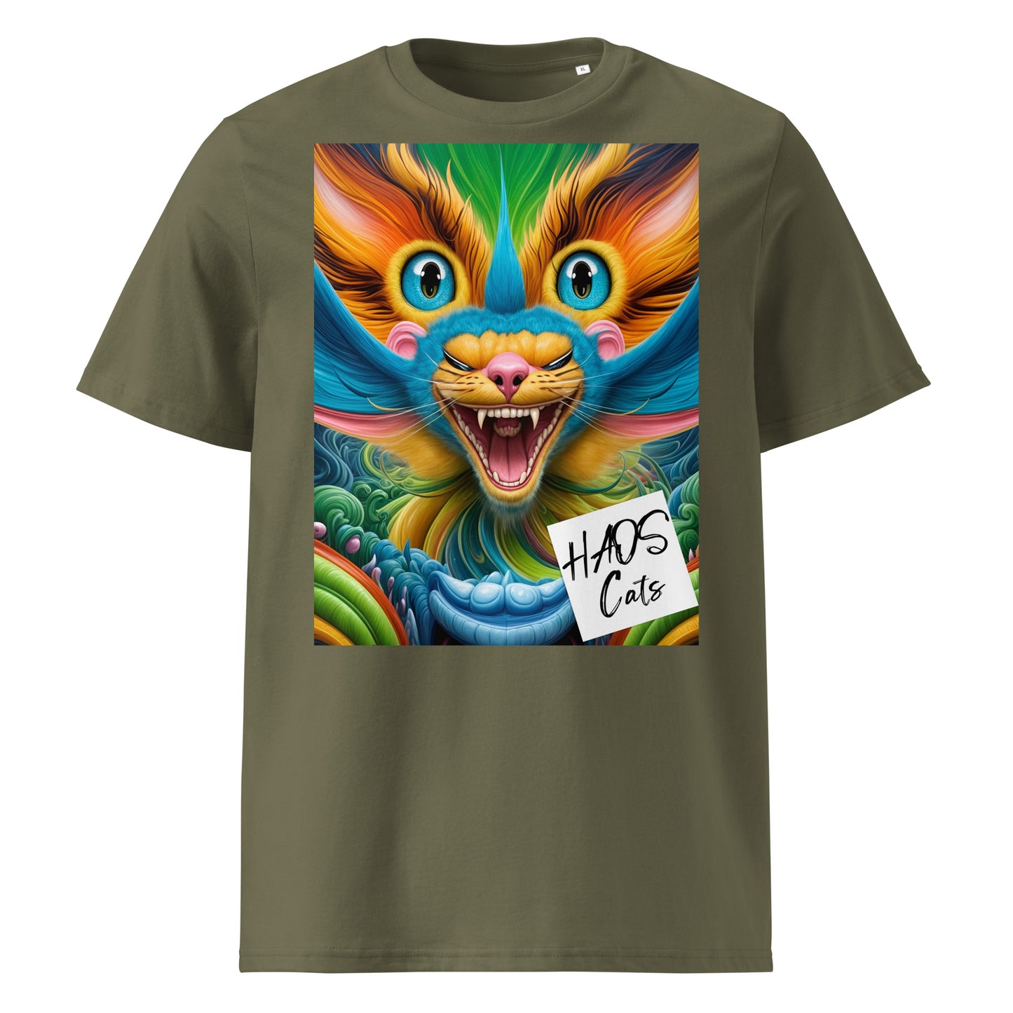 Unisex organic cotton t-shirt. Collection - HAOS Cats, Design - ANDRBEL STUDIO
