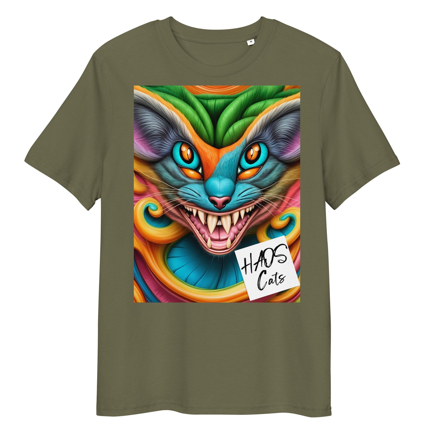 Unisex organic cotton t-shirt. Collection - HAOS Cats, Design - ANDRBEL STUDIO