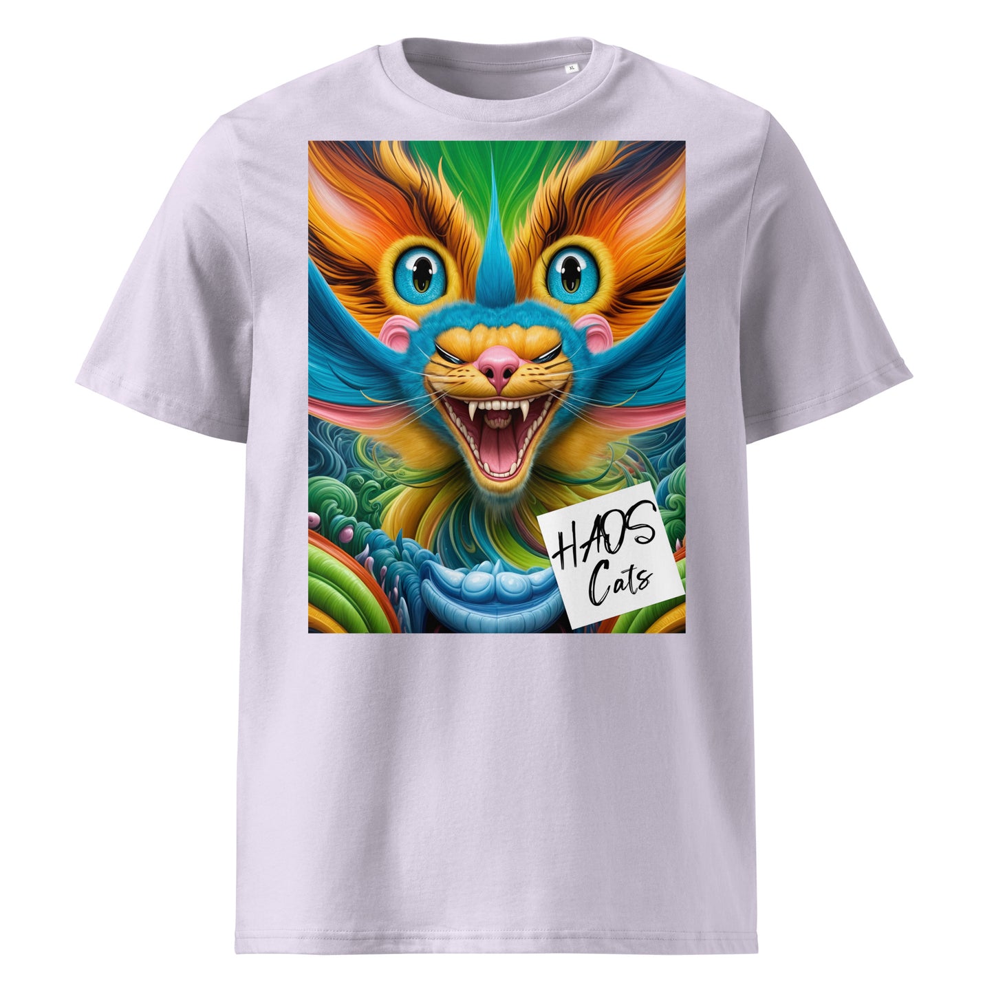 Unisex organic cotton t-shirt. Collection - HAOS Cats, Design - ANDRBEL STUDIO
