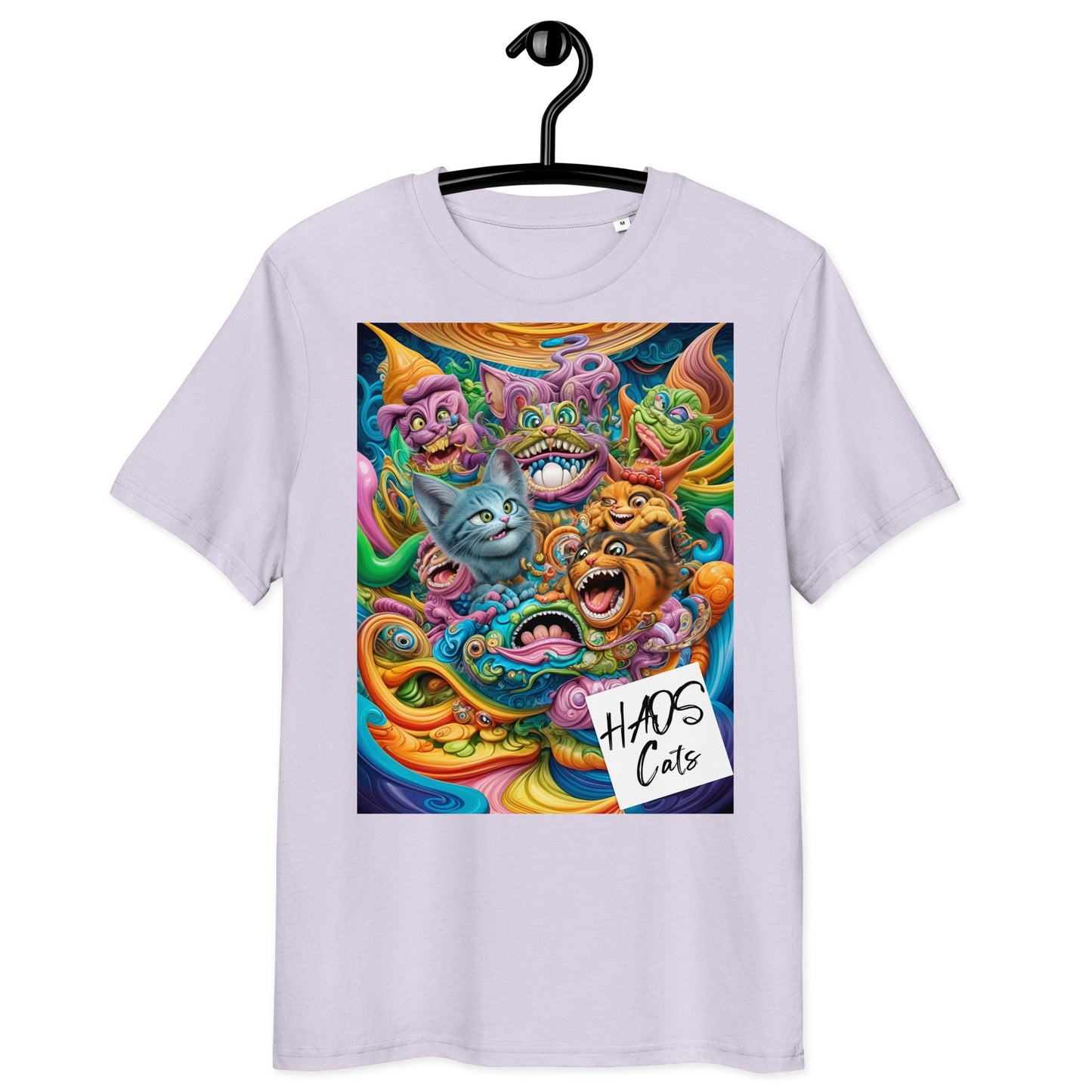 Unisex organic cotton t-shirt. Collection - HAOS Cats, Design - ANDRBEL STUDIO