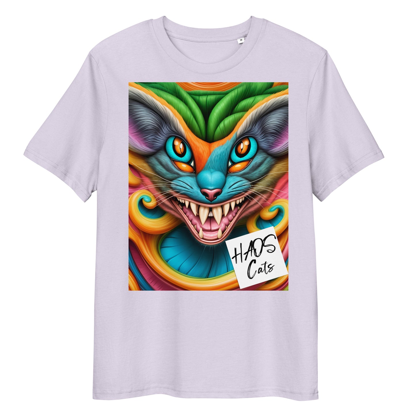 Unisex organic cotton t-shirt. Collection - HAOS Cats, Design - ANDRBEL STUDIO