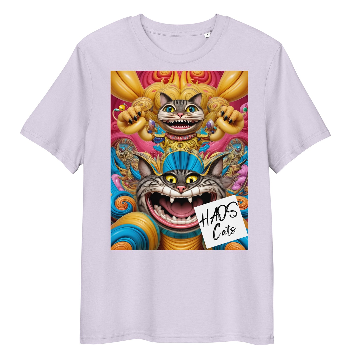 Unisex organic cotton t-shirt. Collection - HAOS Cats, Design - ANDRBEL STUDIO