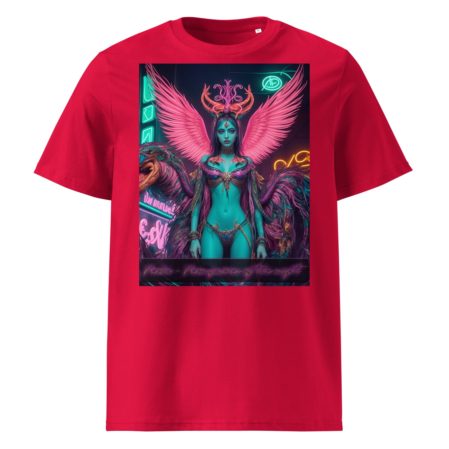 Unisex organic cotton t-shirt. Collection - Neoka-Neon fairies of the night, Design - ANDRBEL STUDIO