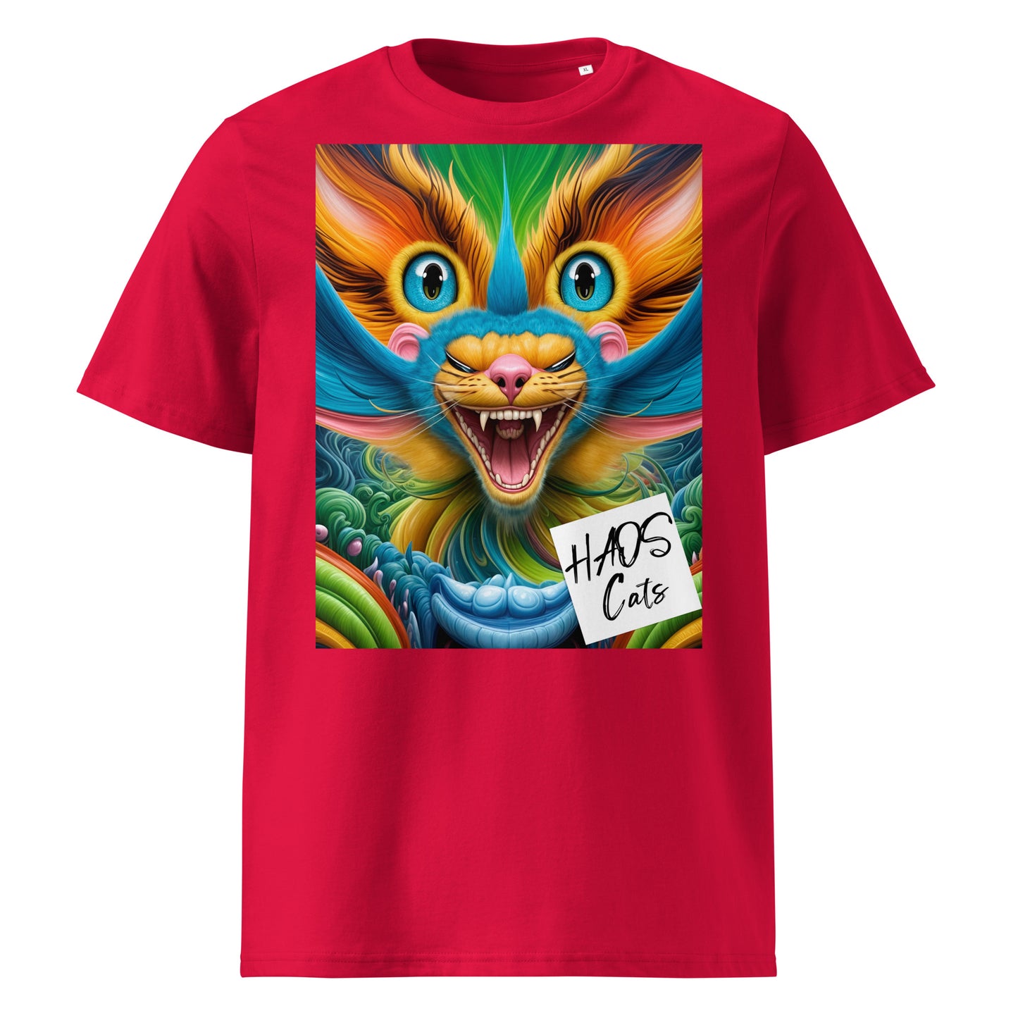 Unisex organic cotton t-shirt. Collection - HAOS Cats, Design - ANDRBEL STUDIO