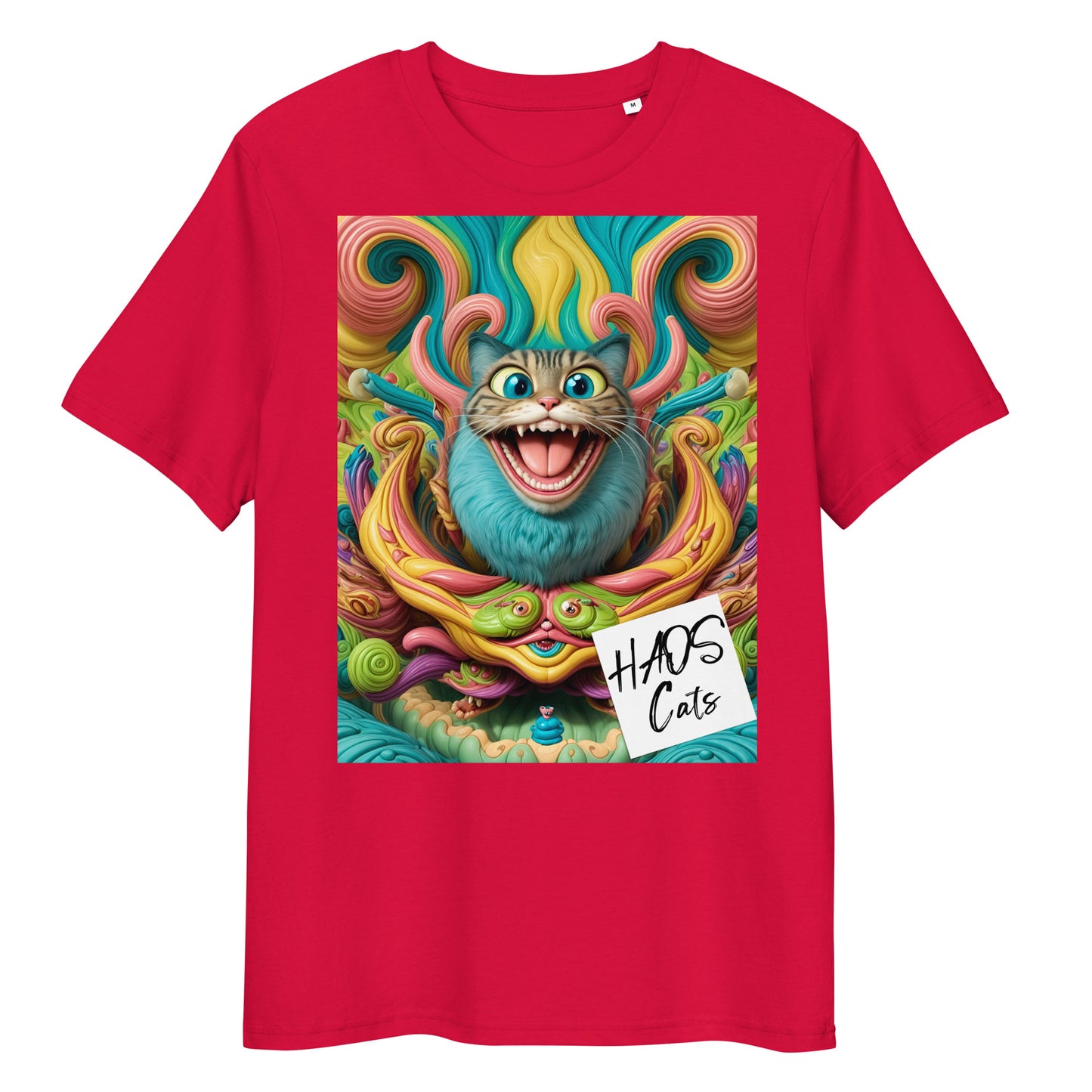 Unisex organic cotton t-shirt. Collection - HAOS Cats, Design - ANDRBEL STUDIO