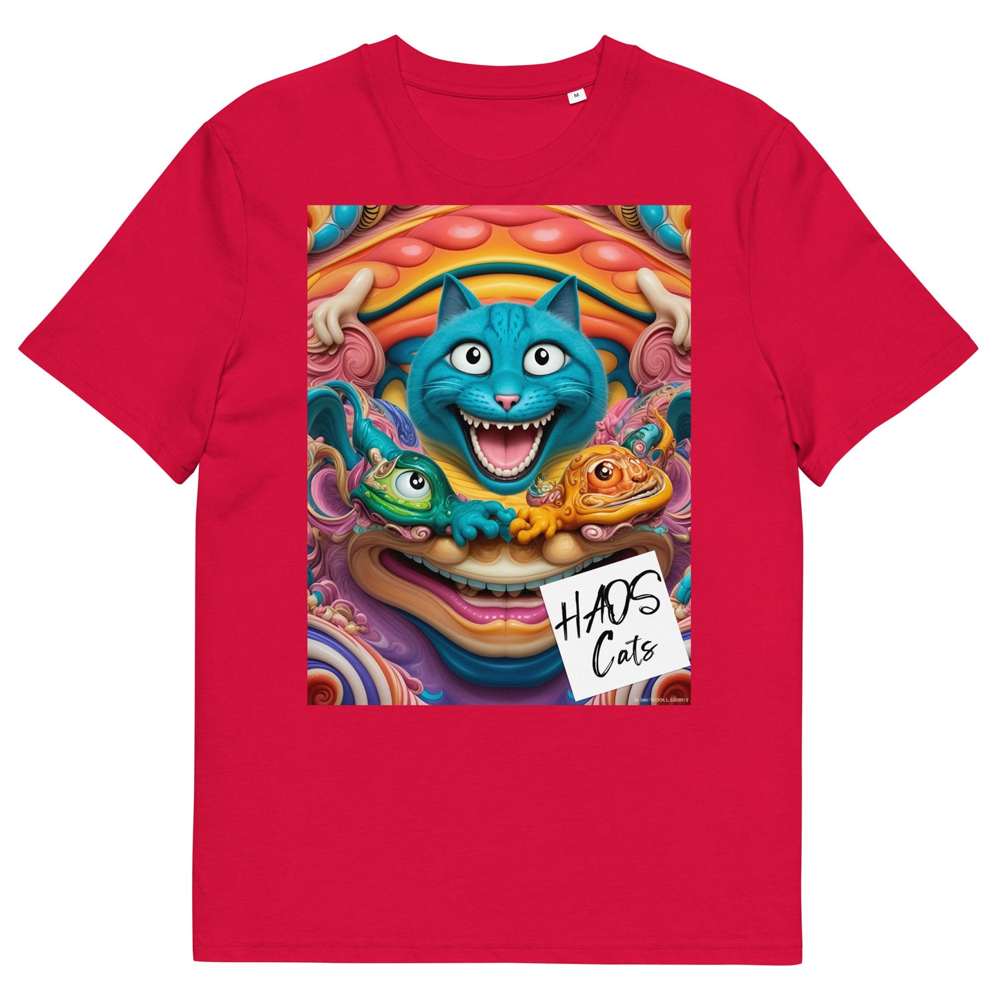 Unisex organic cotton t-shirt. Collection - HAOS Cats, Design - ANDRBEL STUDIO