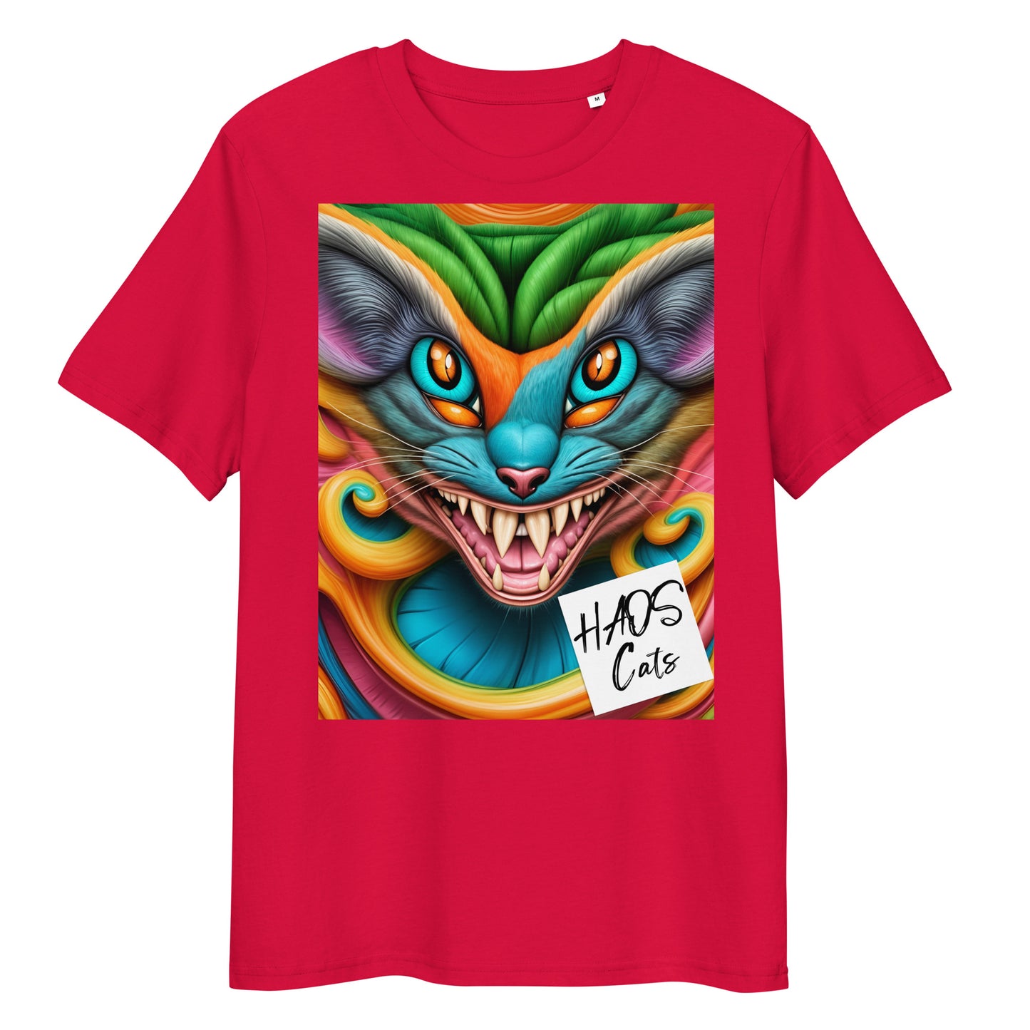 Unisex organic cotton t-shirt. Collection - HAOS Cats, Design - ANDRBEL STUDIO