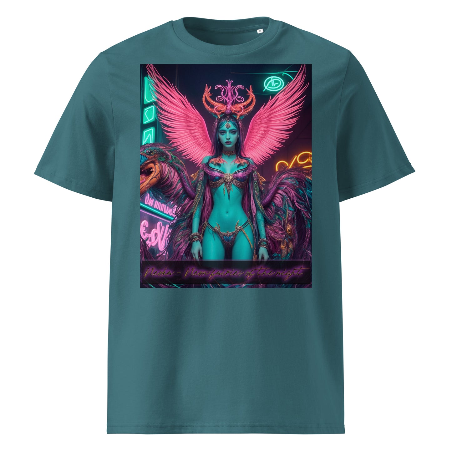 Unisex organic cotton t-shirt. Collection - Neoka-Neon fairies of the night, Design - ANDRBEL STUDIO