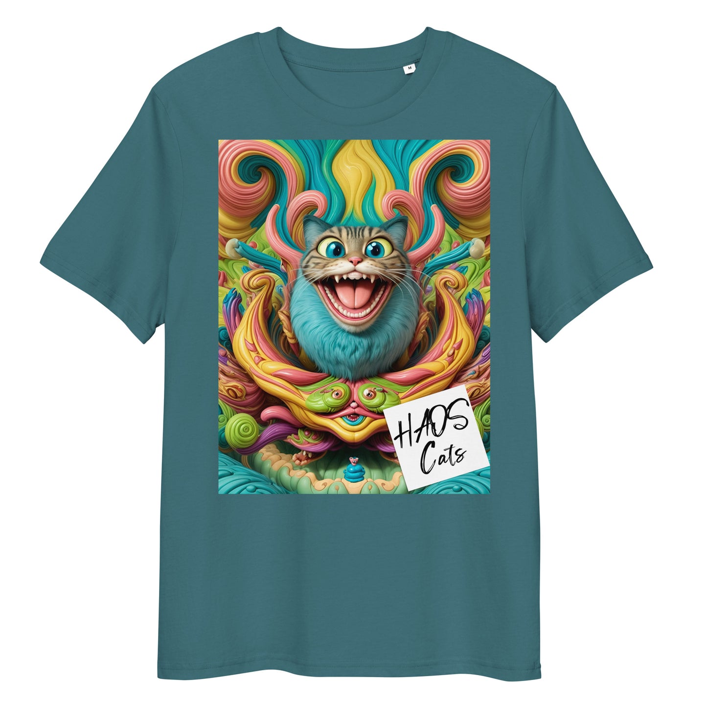 Unisex organic cotton t-shirt. Collection - HAOS Cats, Design - ANDRBEL STUDIO
