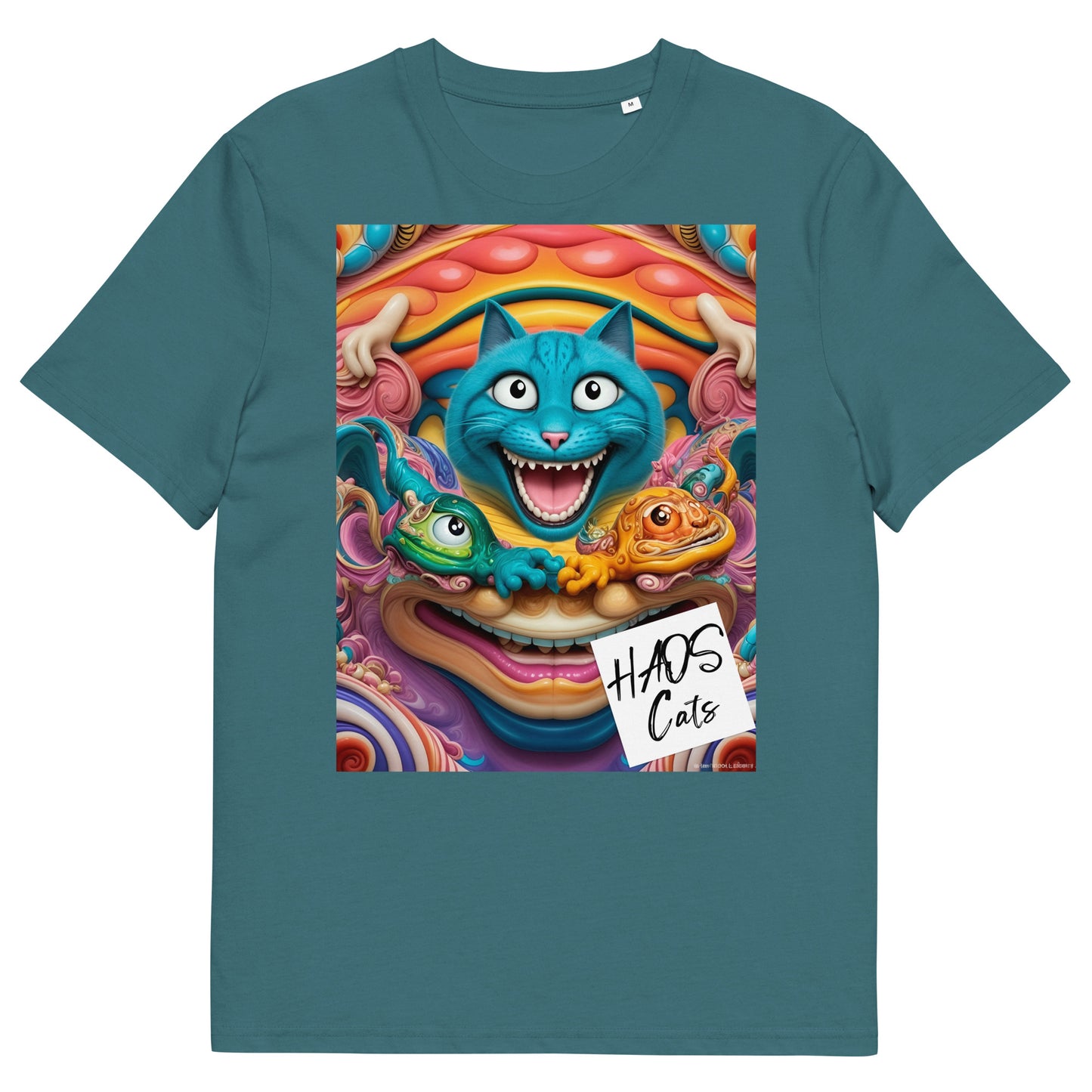 Unisex organic cotton t-shirt. Collection - HAOS Cats, Design - ANDRBEL STUDIO