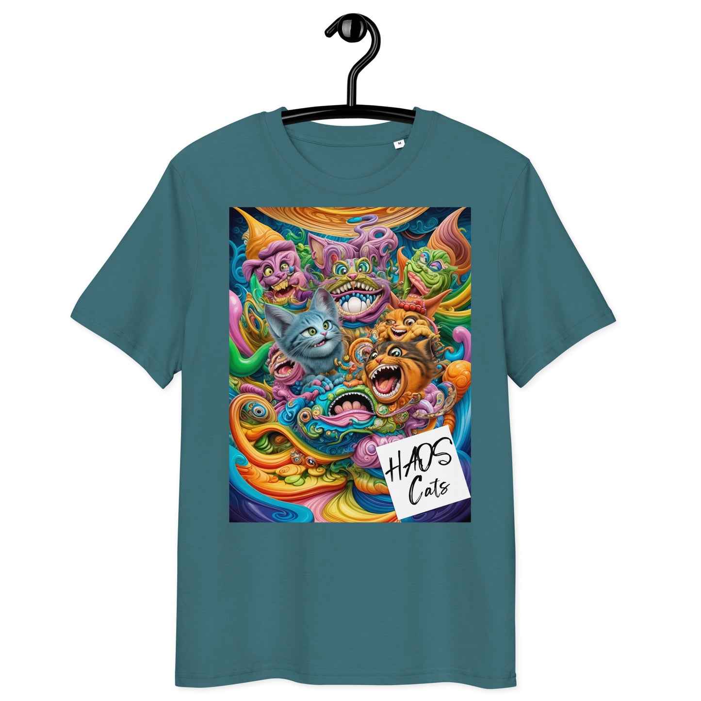 Unisex organic cotton t-shirt. Collection - HAOS Cats, Design - ANDRBEL STUDIO