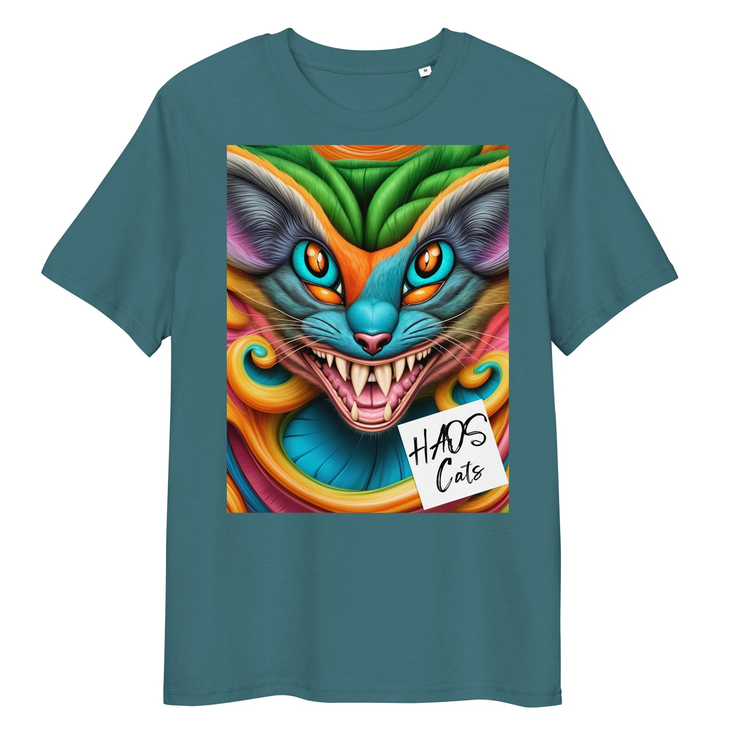 Unisex organic cotton t-shirt. Collection - HAOS Cats, Design - ANDRBEL STUDIO