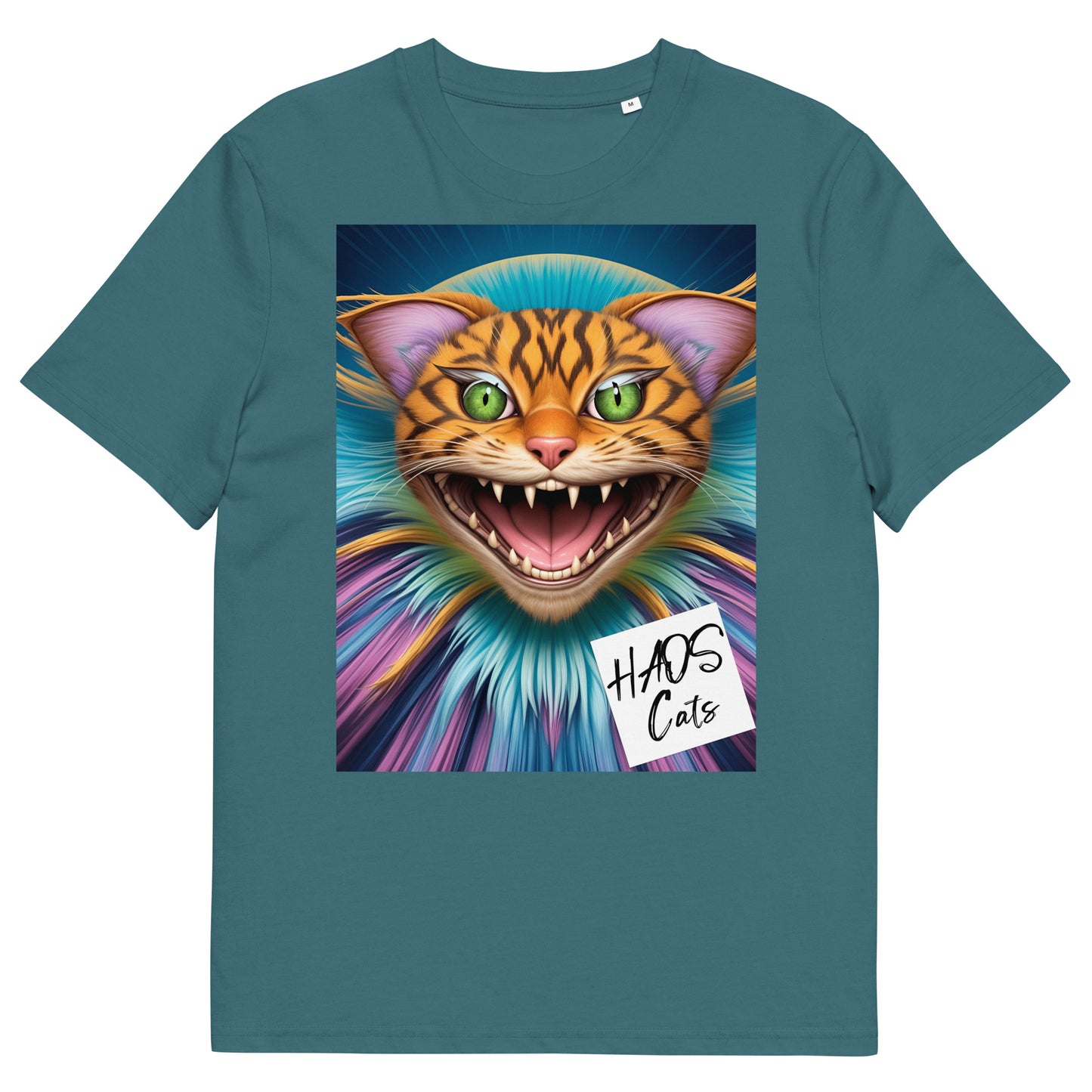 Unisex organic cotton t-shirt. Collection - HAOS Cats, Design - ANDRBEL STUDIO