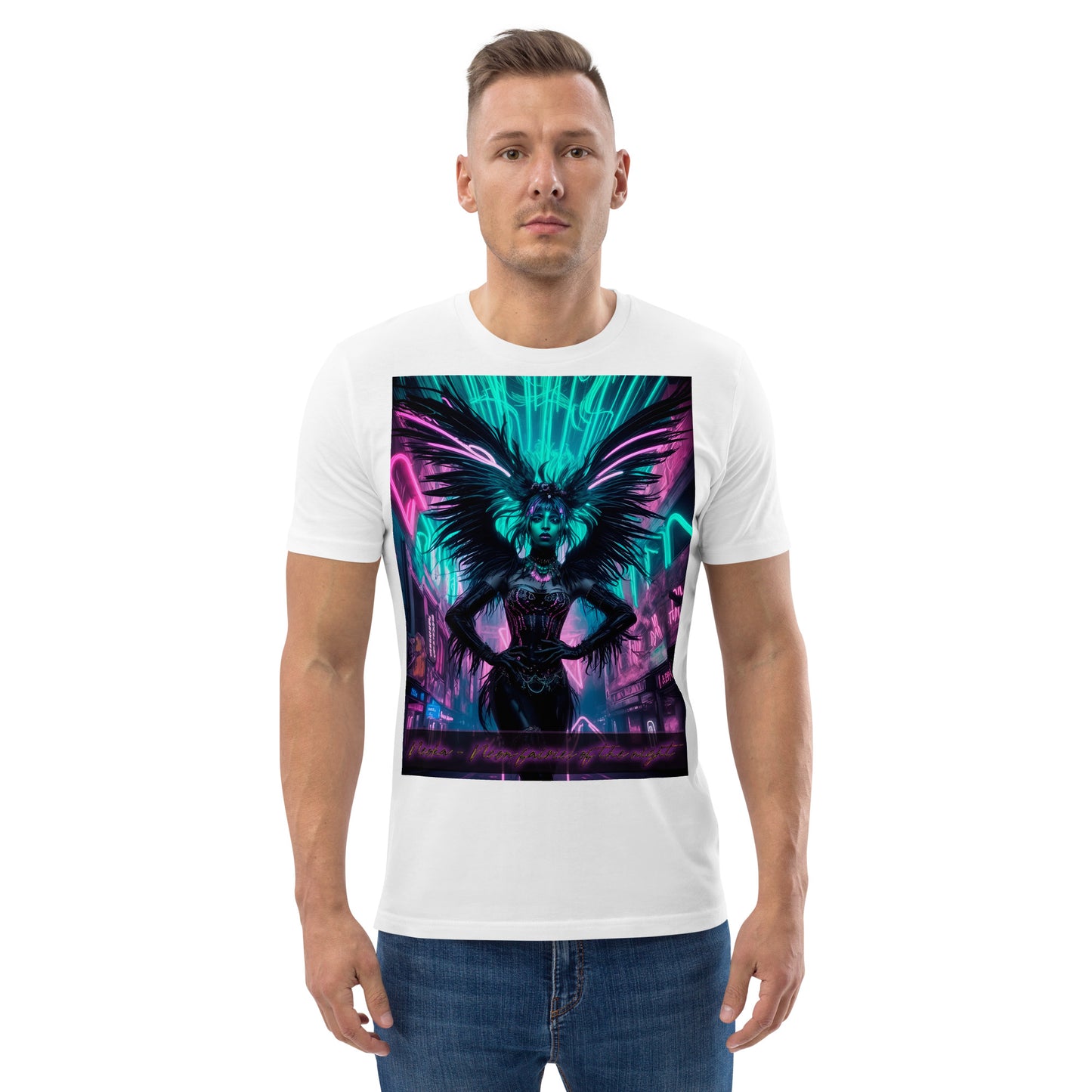 Unisex organic cotton t-shirt, Collection - Neoka-Neon fairies of the night, Design - ANDRBEL STUDIO