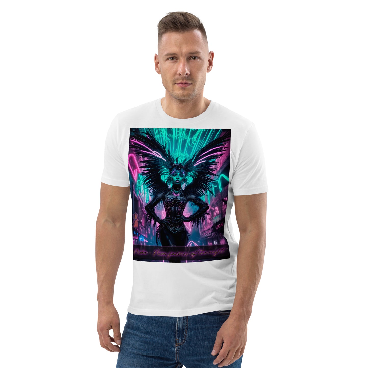 Unisex organic cotton t-shirt, Collection - Neoka-Neon fairies of the night, Design - ANDRBEL STUDIO