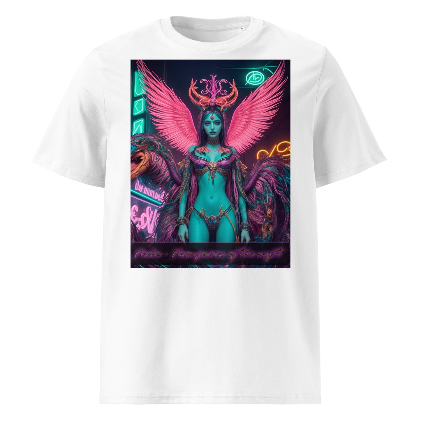 Unisex organic cotton t-shirt. Collection - Neoka-Neon fairies of the night, Design - ANDRBEL STUDIO