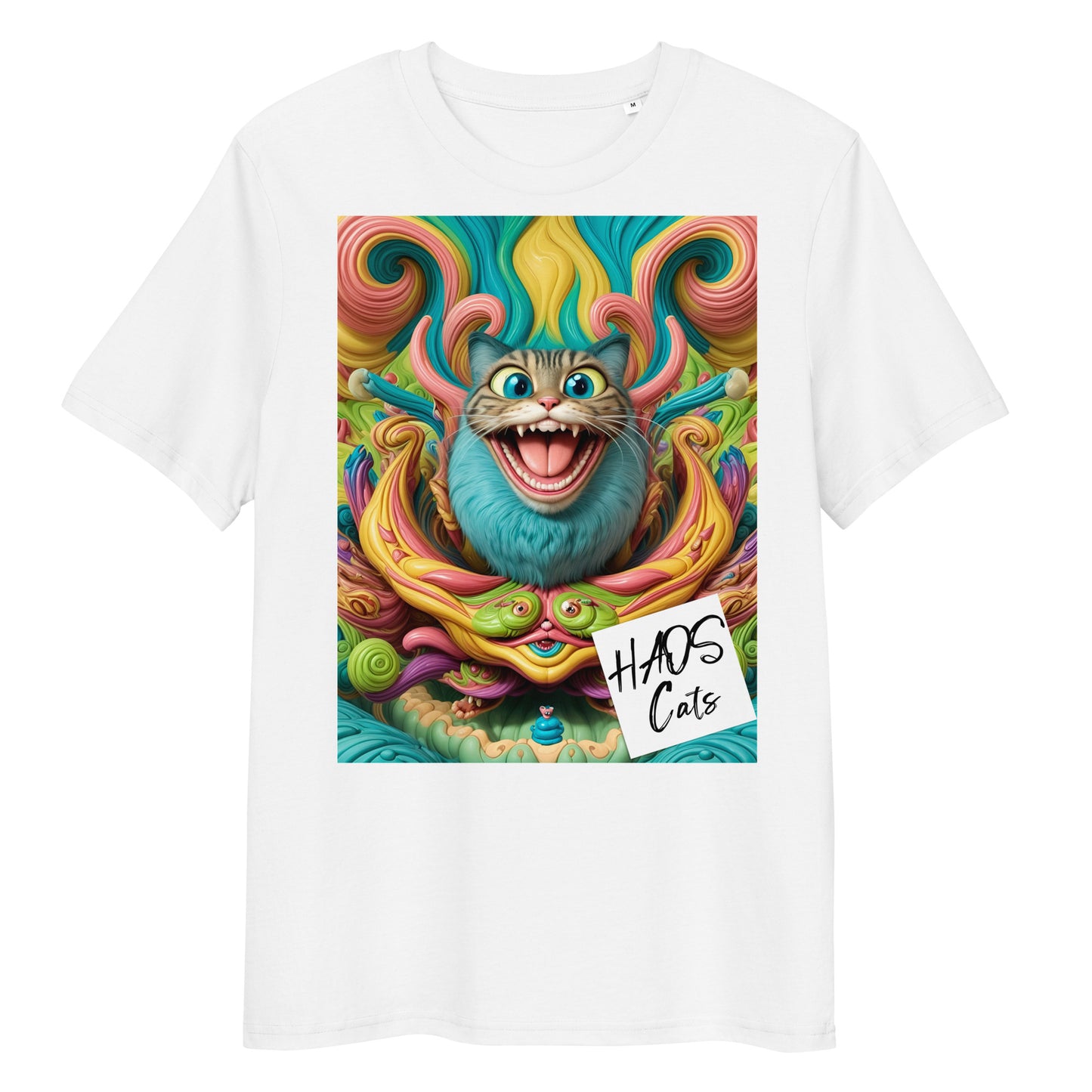 Unisex organic cotton t-shirt. Collection - HAOS Cats, Design - ANDRBEL STUDIO