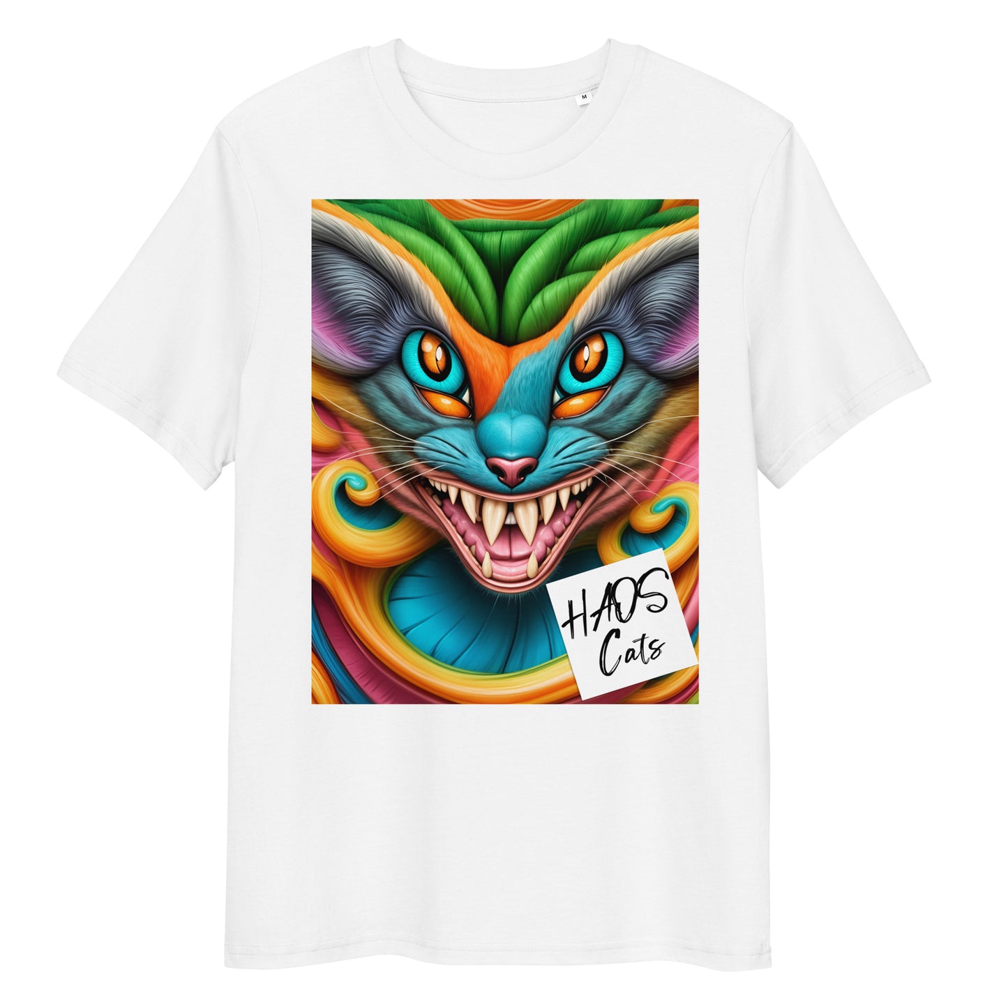 Unisex organic cotton t-shirt. Collection - HAOS Cats, Design - ANDRBEL STUDIO