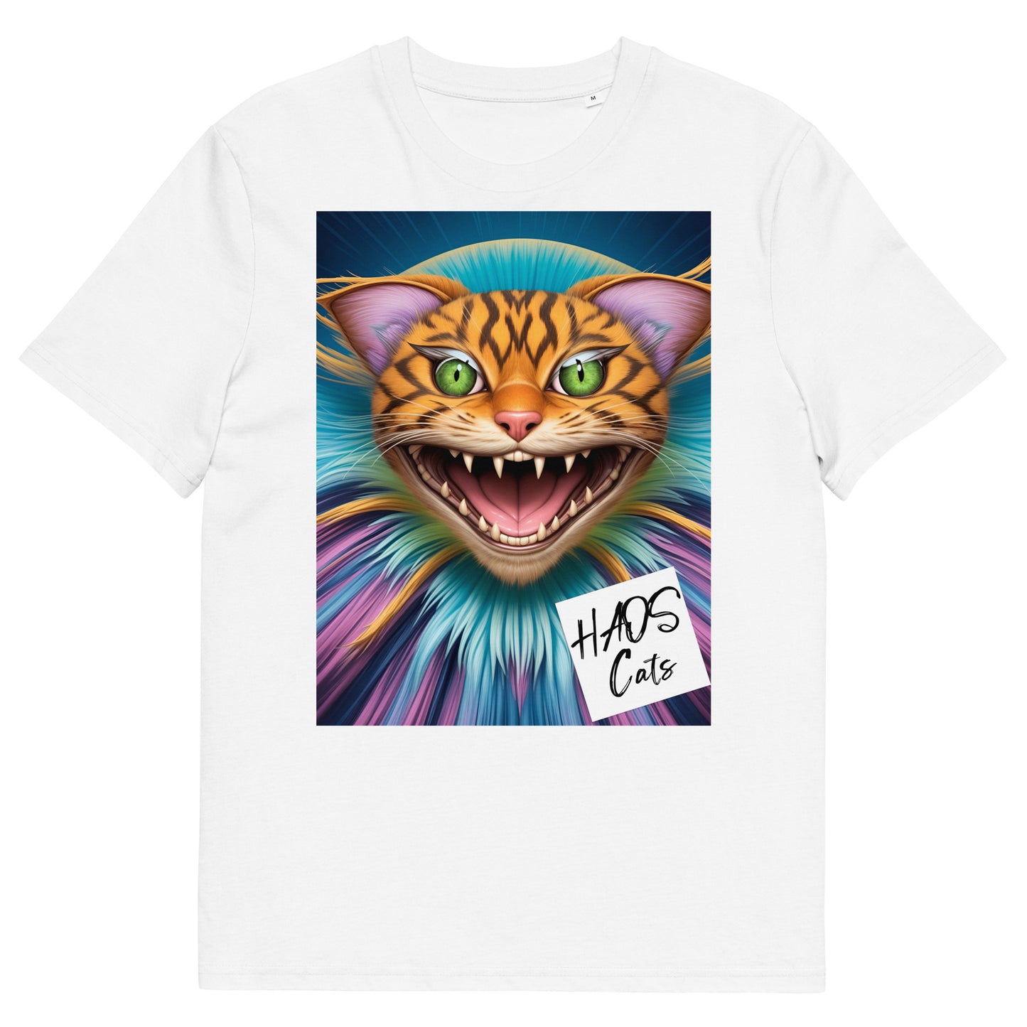 Unisex organic cotton t-shirt. Collection - HAOS Cats, Design - ANDRBEL STUDIO