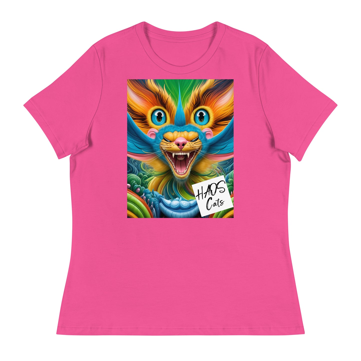Women's Relaxed T-Shirt. Collection - HAOS Cats, Design - ANDRBEL STUDIO